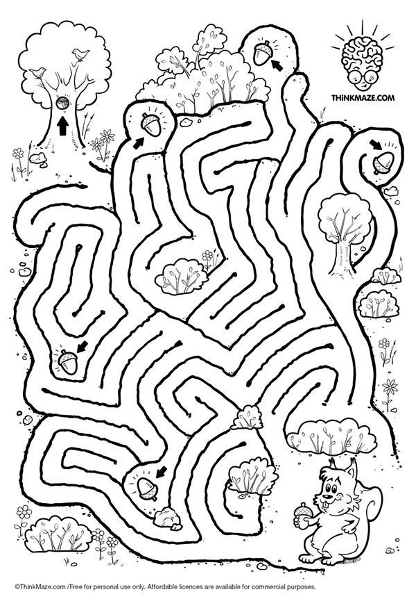 Beautiful FREE mazes for kids and more - Nutty Squirrel Maze