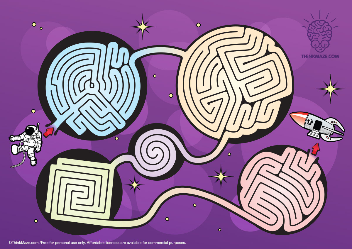 free maze for children in color