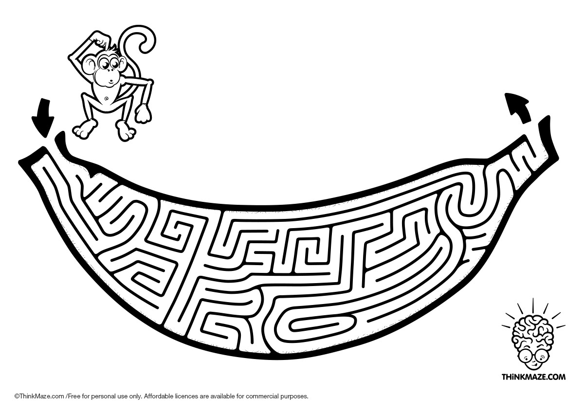 banana free maze to print