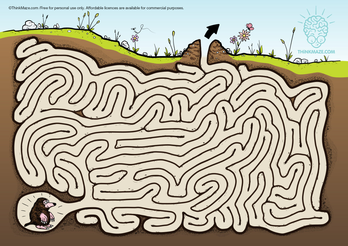 mole free maze color