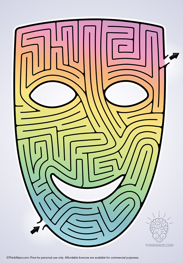 Beautiful FREE mazes for kids and more - Mask Maze