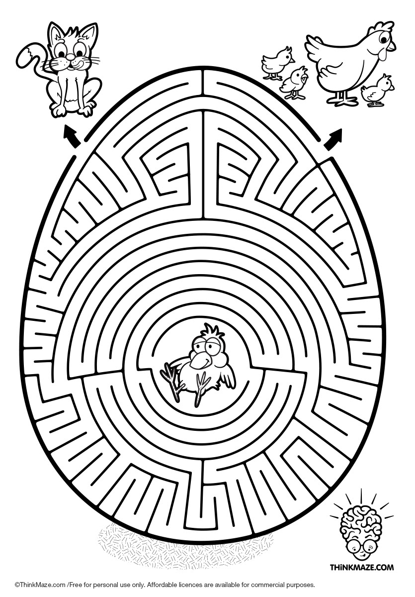 free maze egg, chicken and cat