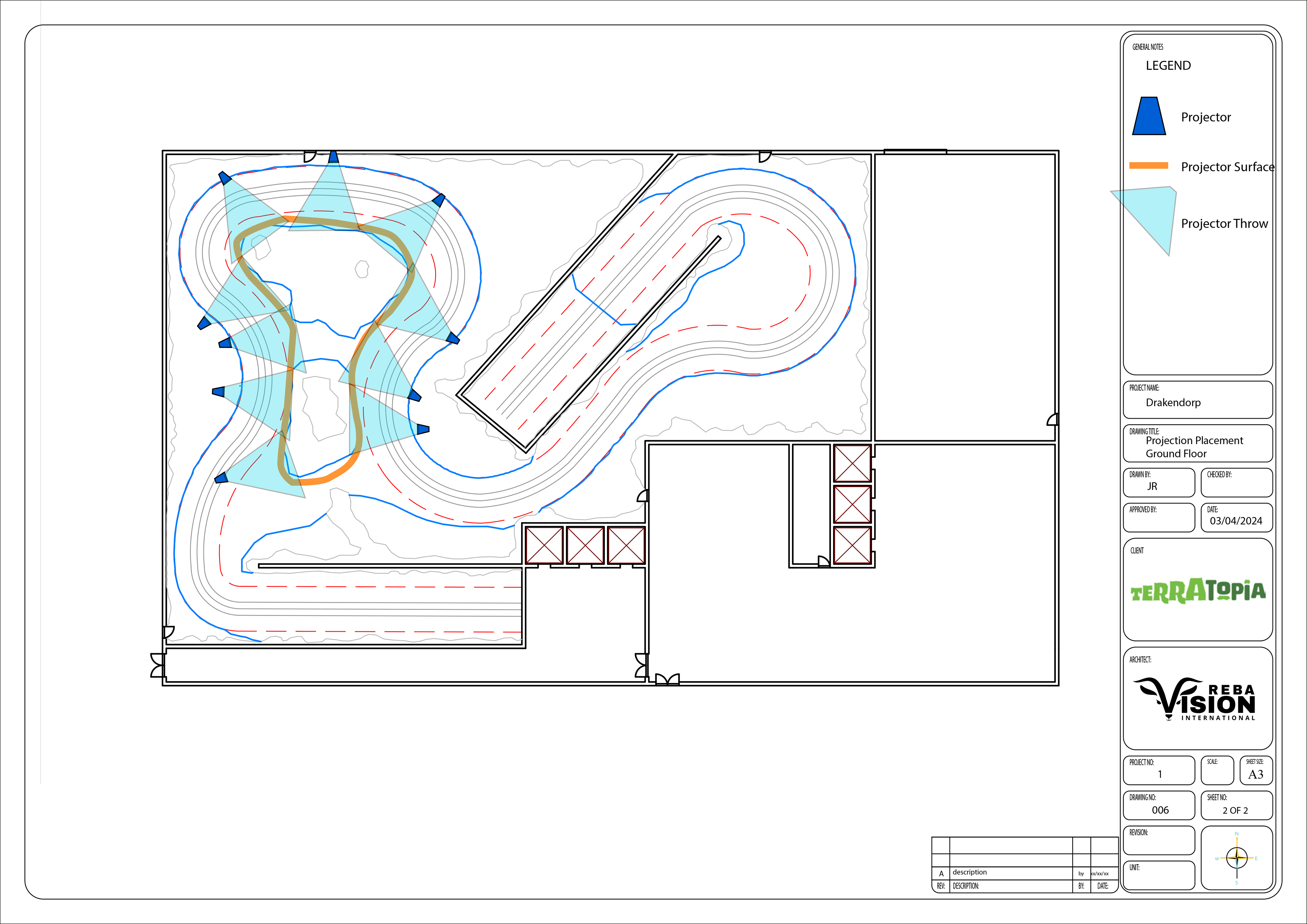 Ground floor projector placement by Jonathan Rudd