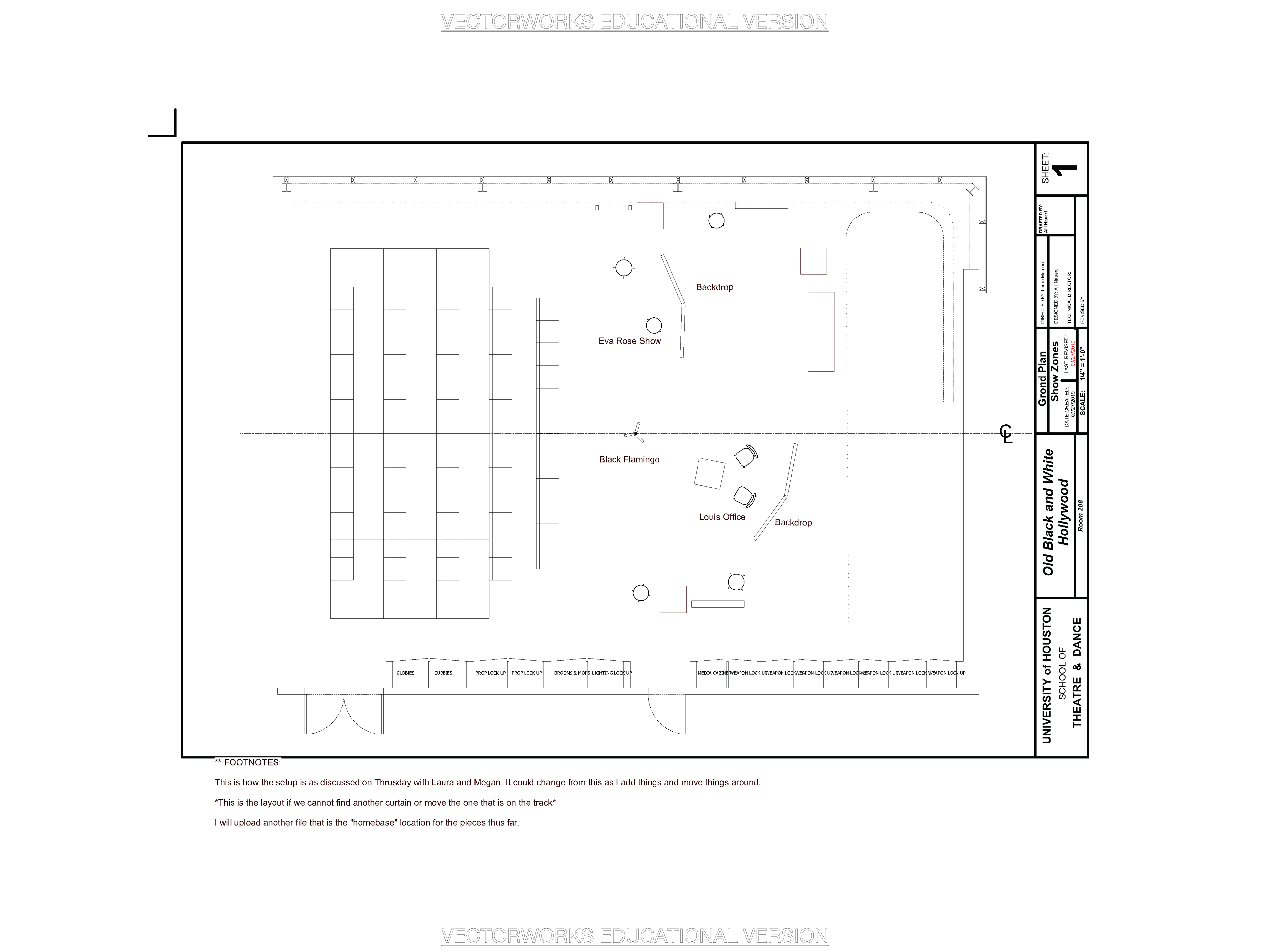 Ground plan for a back and forth scene between the office and studio