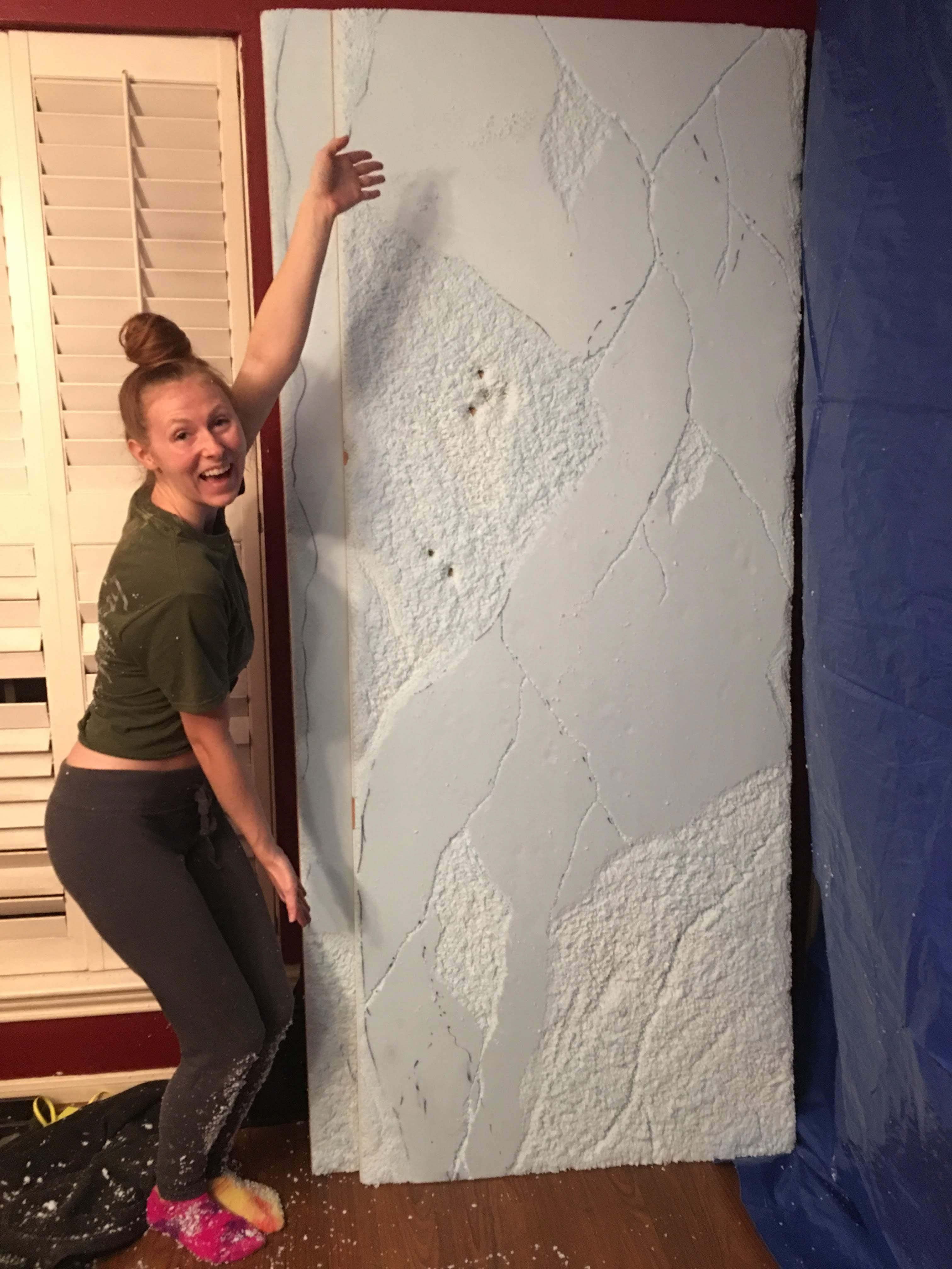 A piece of a wall I carved out of foam. It was a scenic project for a paintball arena I believe