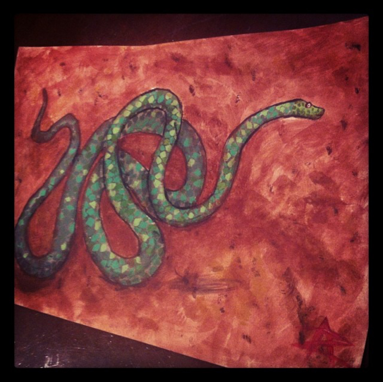 Snake in the Dirt (acrylic paint)