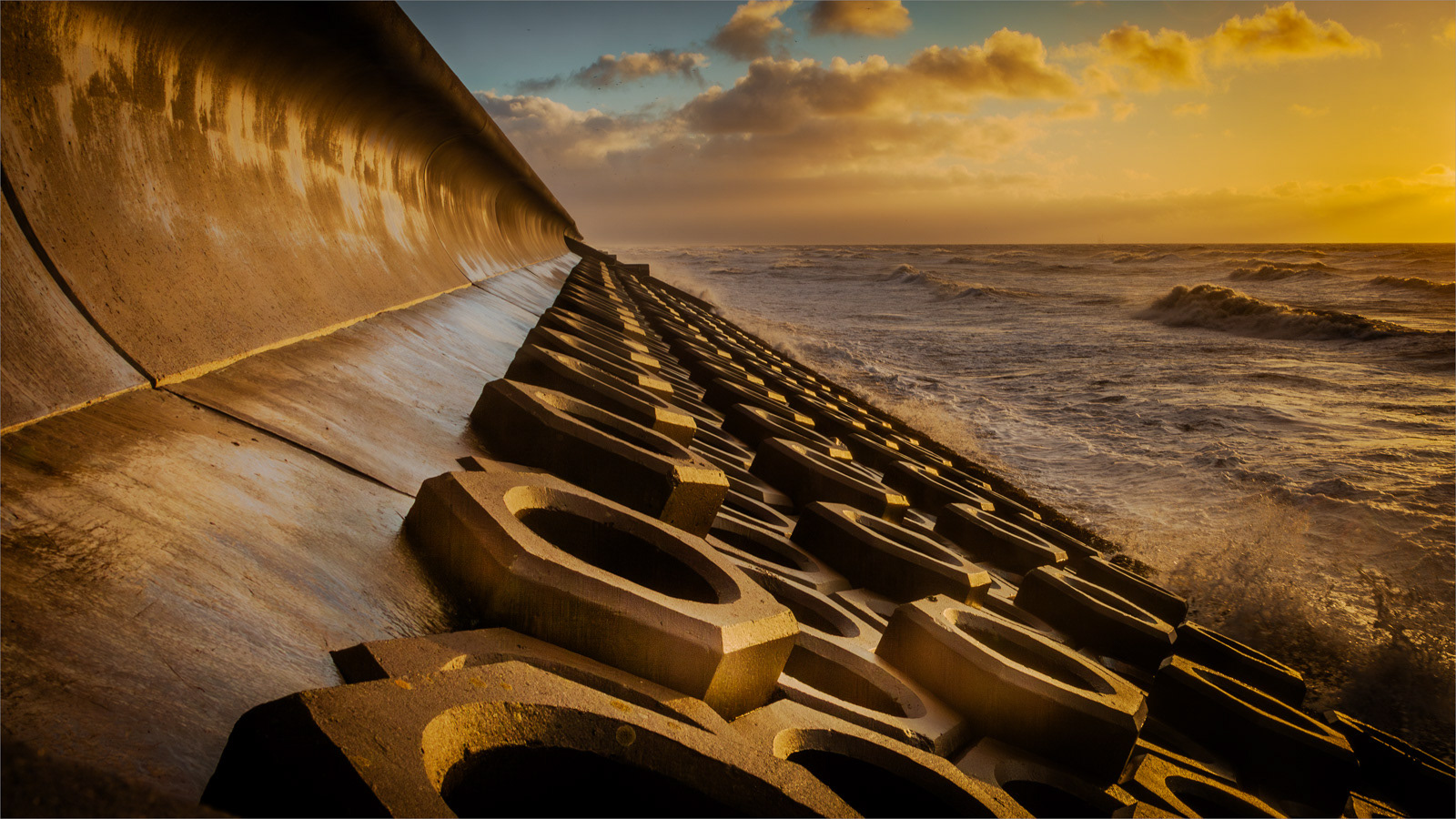 2nd. Sea Defences at Sunset by- Tom Swallow
