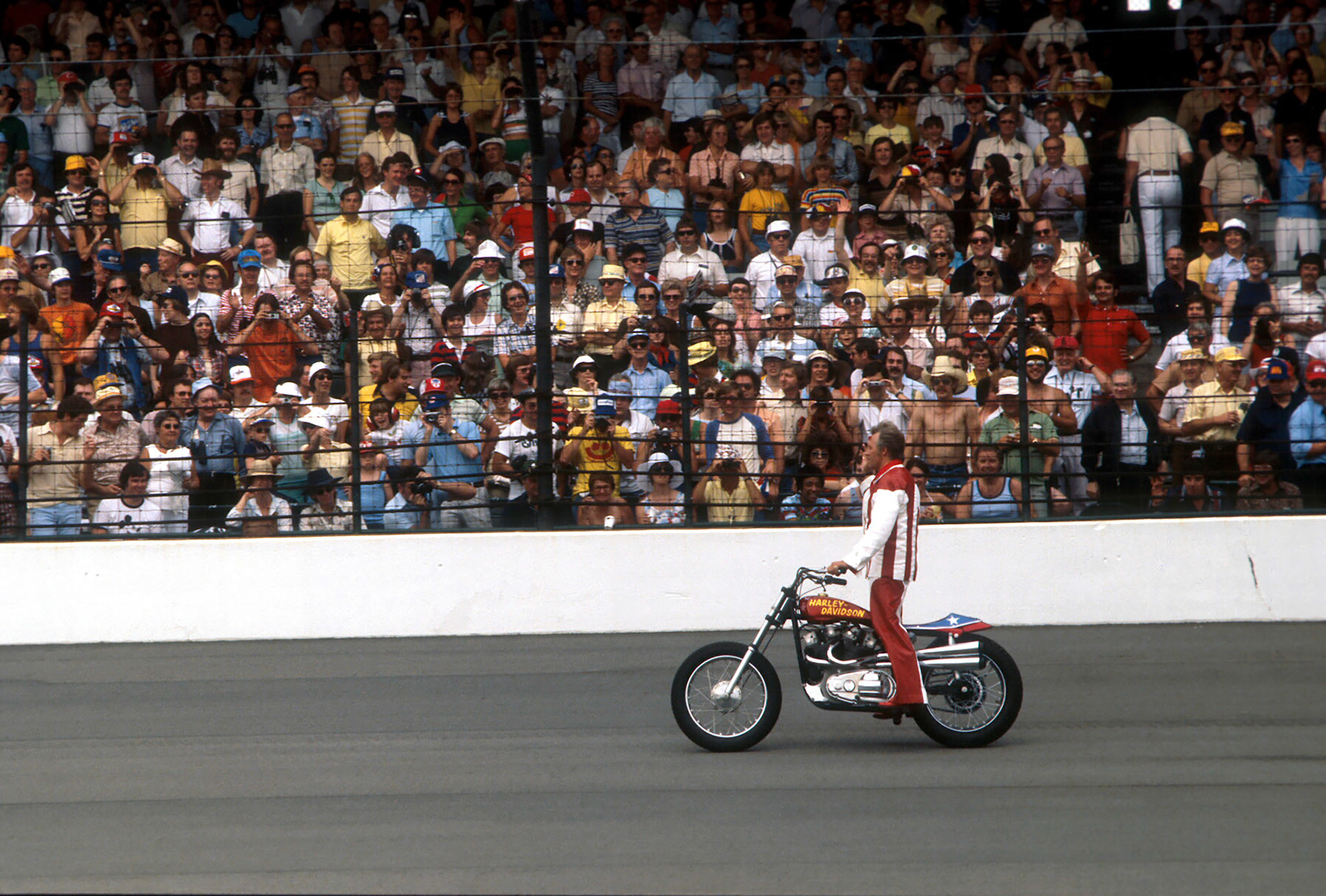 Evel Knievel American stunt performer and entertainer at Indianapolis 500