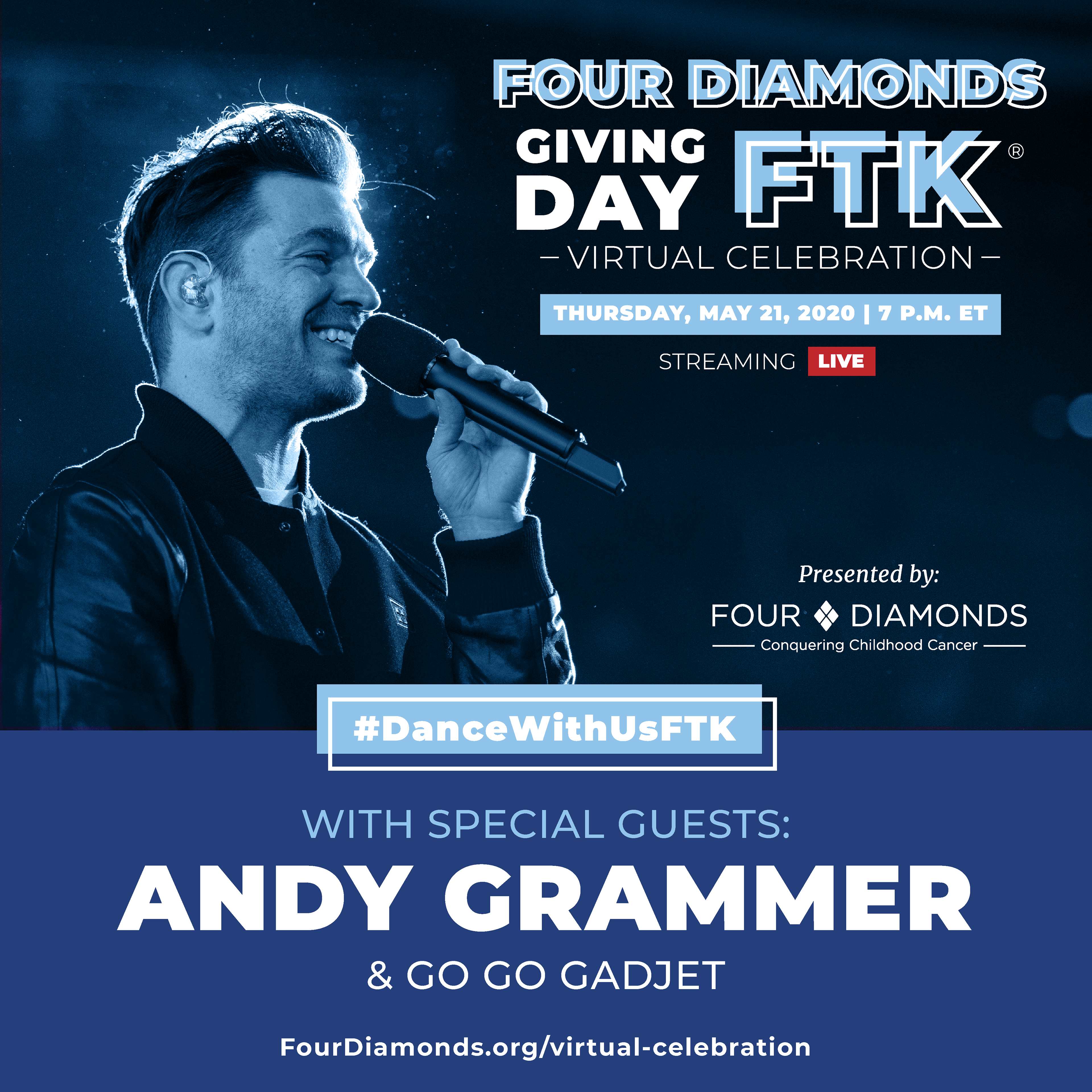 Social post announcing Andy Grammer and GoGo Gadjet