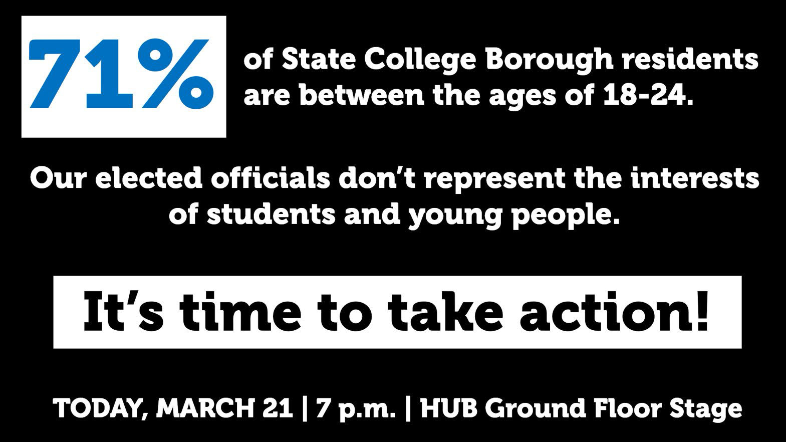 Social media graphic to announce a media event to launch the BugPAC movement in State College.
