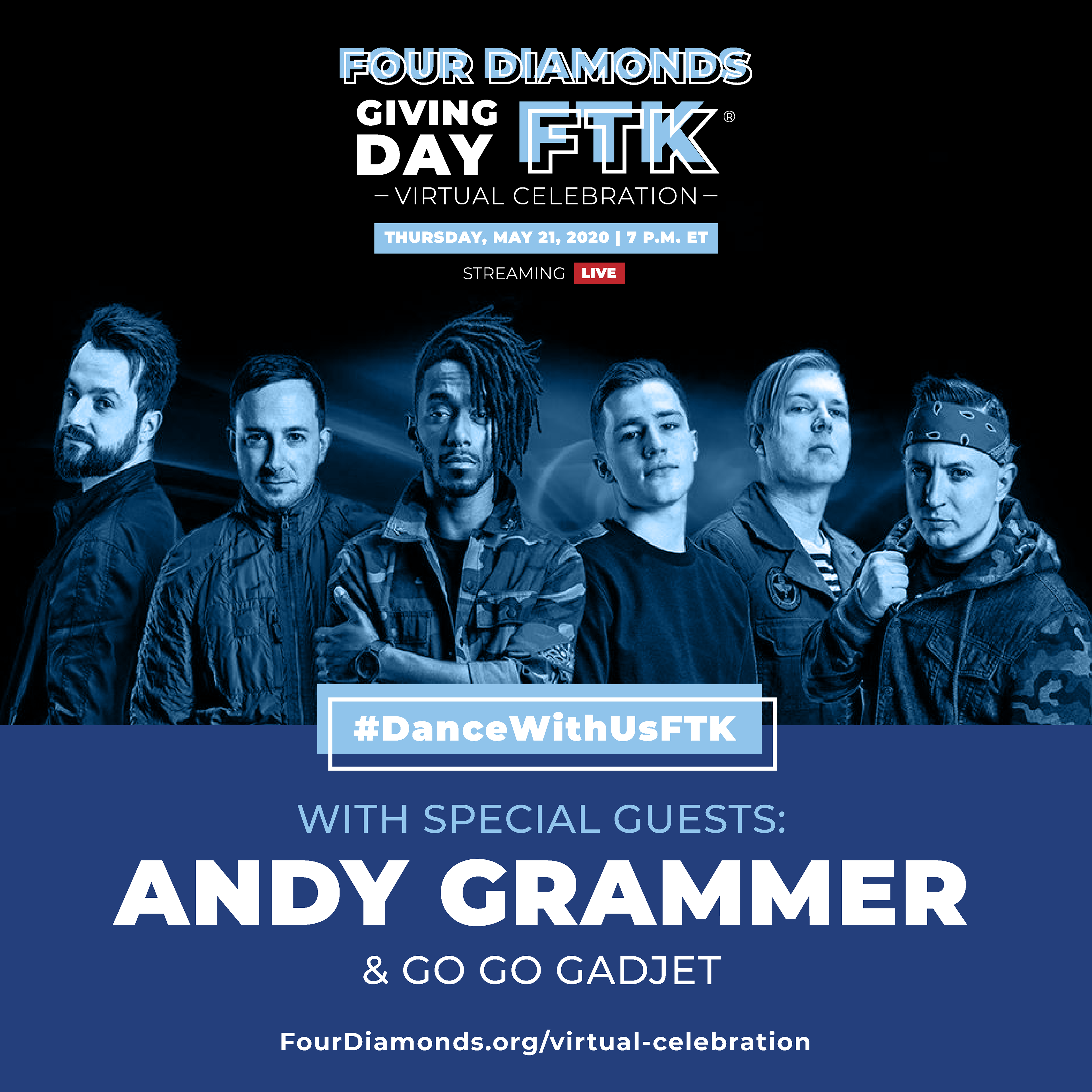 Social post announcing Andy Grammer and GoGo Gadjet