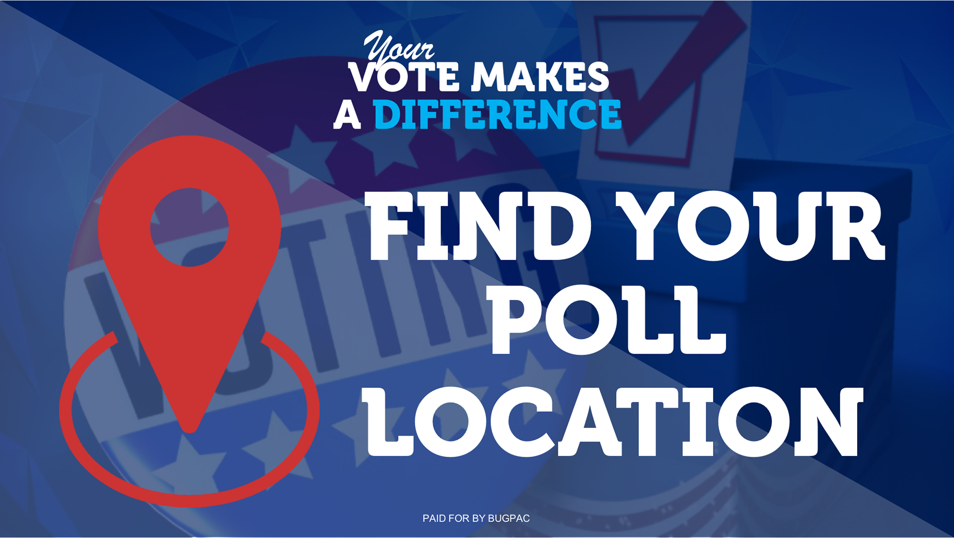 Social Media graphic to help student's find their polling location.