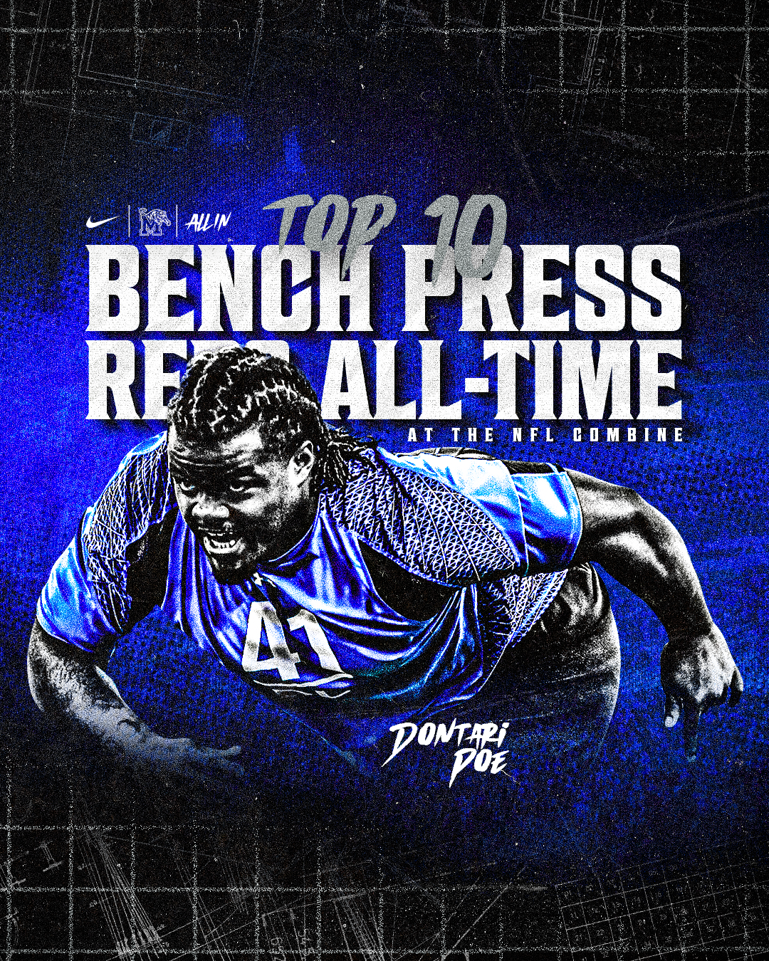 Dontari Poe NHL Combine Record Graphic | Feb 27, 2024