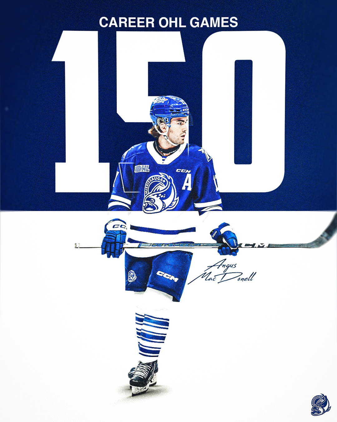 Angus MacDonell 150 OHL Games (Half Jersey Swap) | Dec 15, 2023