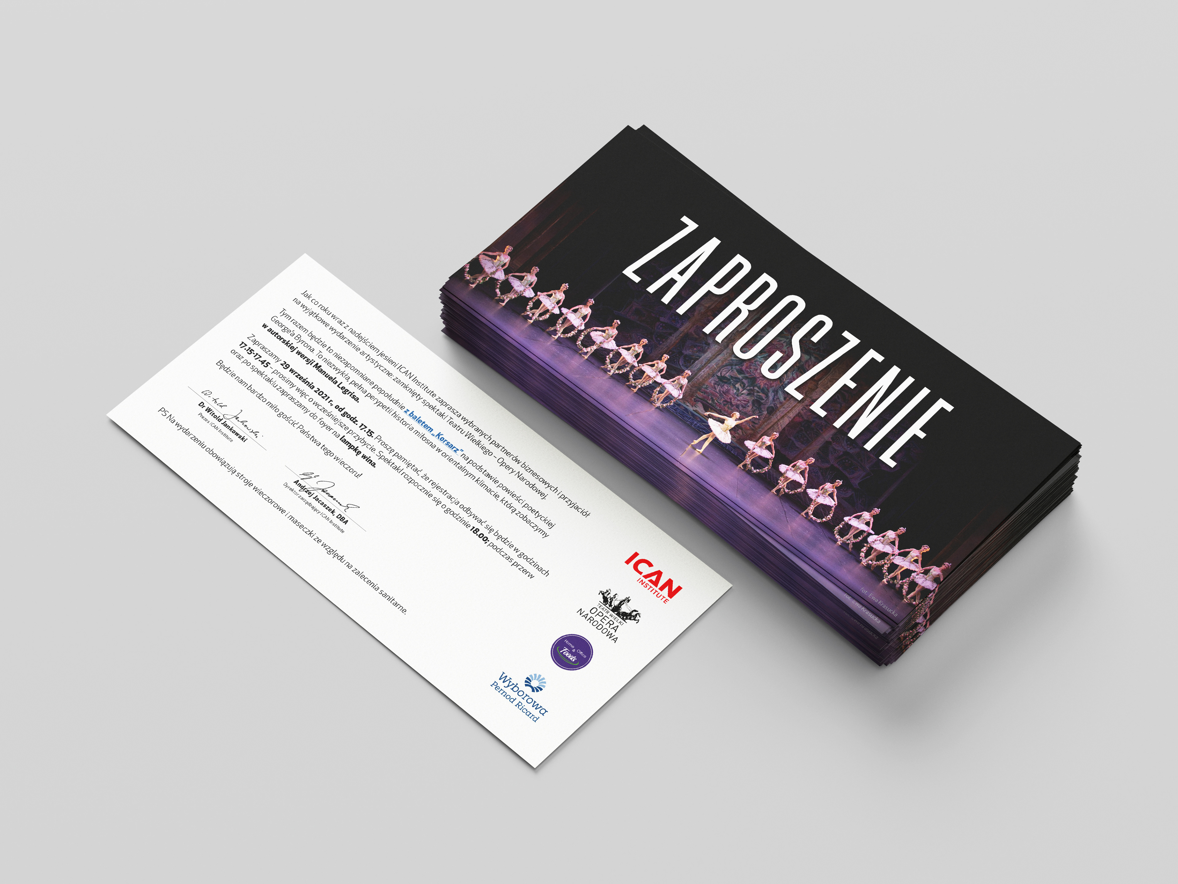 Design of invitations to the ceremony