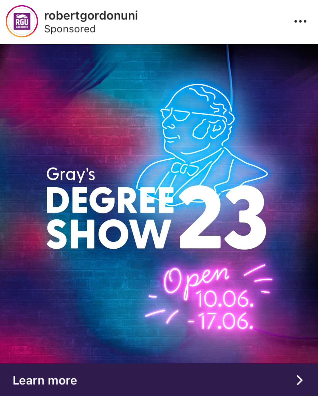 Social Media Paid Ad - Gray's Degree Show 23