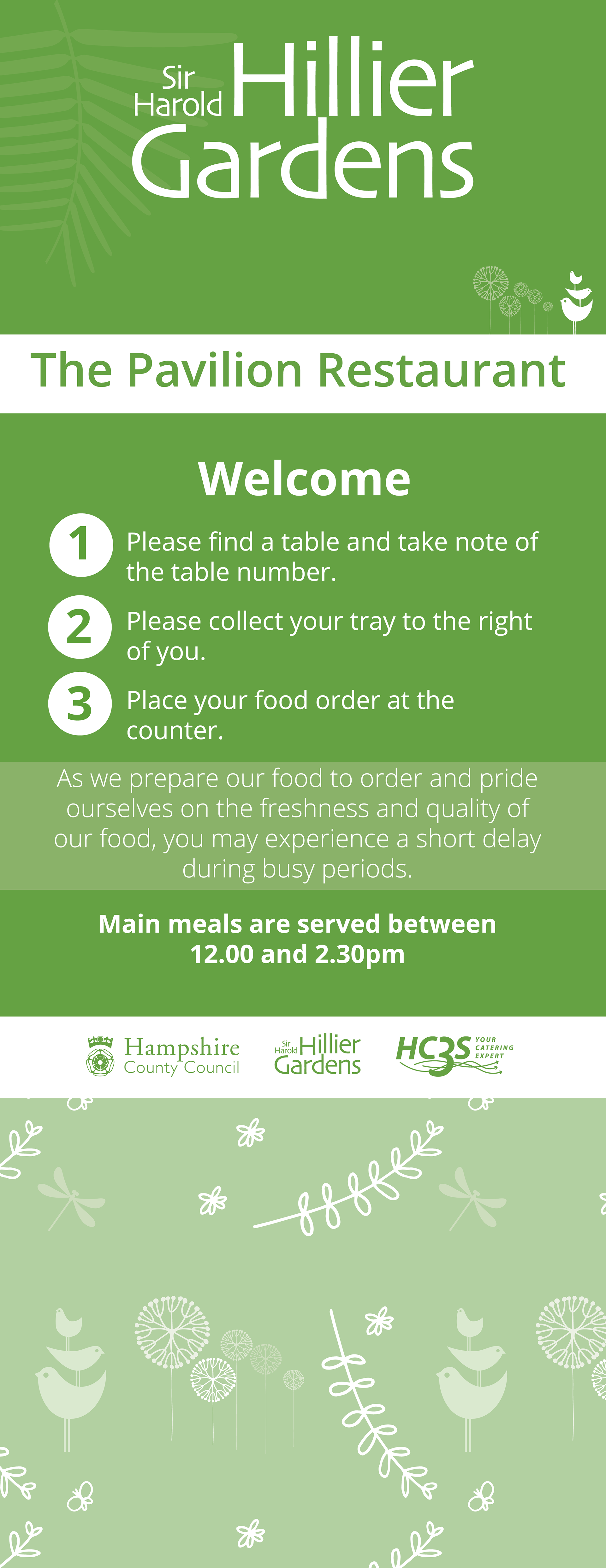 Hilliers Grasshopper pull-up banner - 850mmx2200mm (main restaurant)