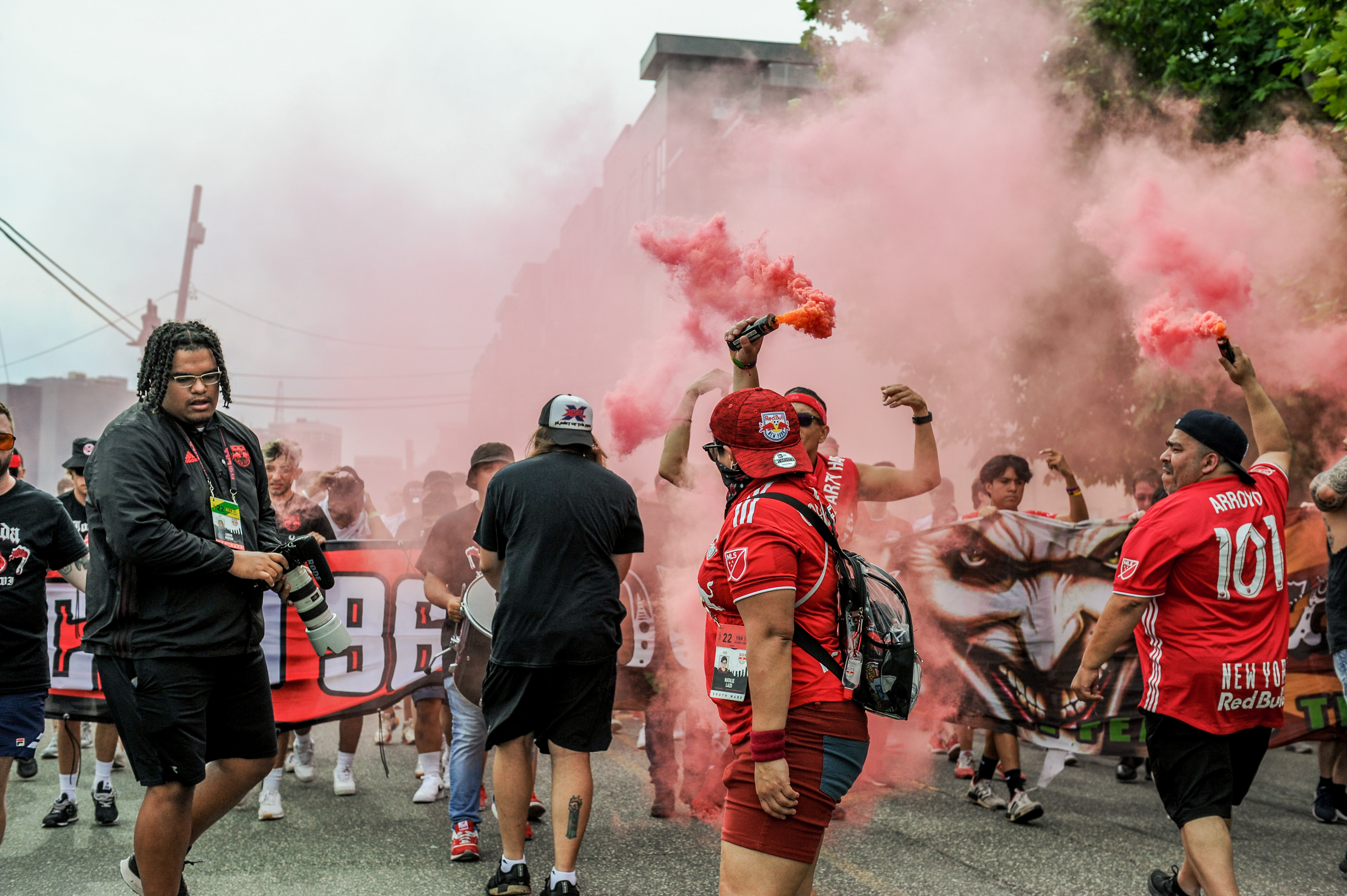 New York Red Bulls Supporters Groups March into Red Bull Arena