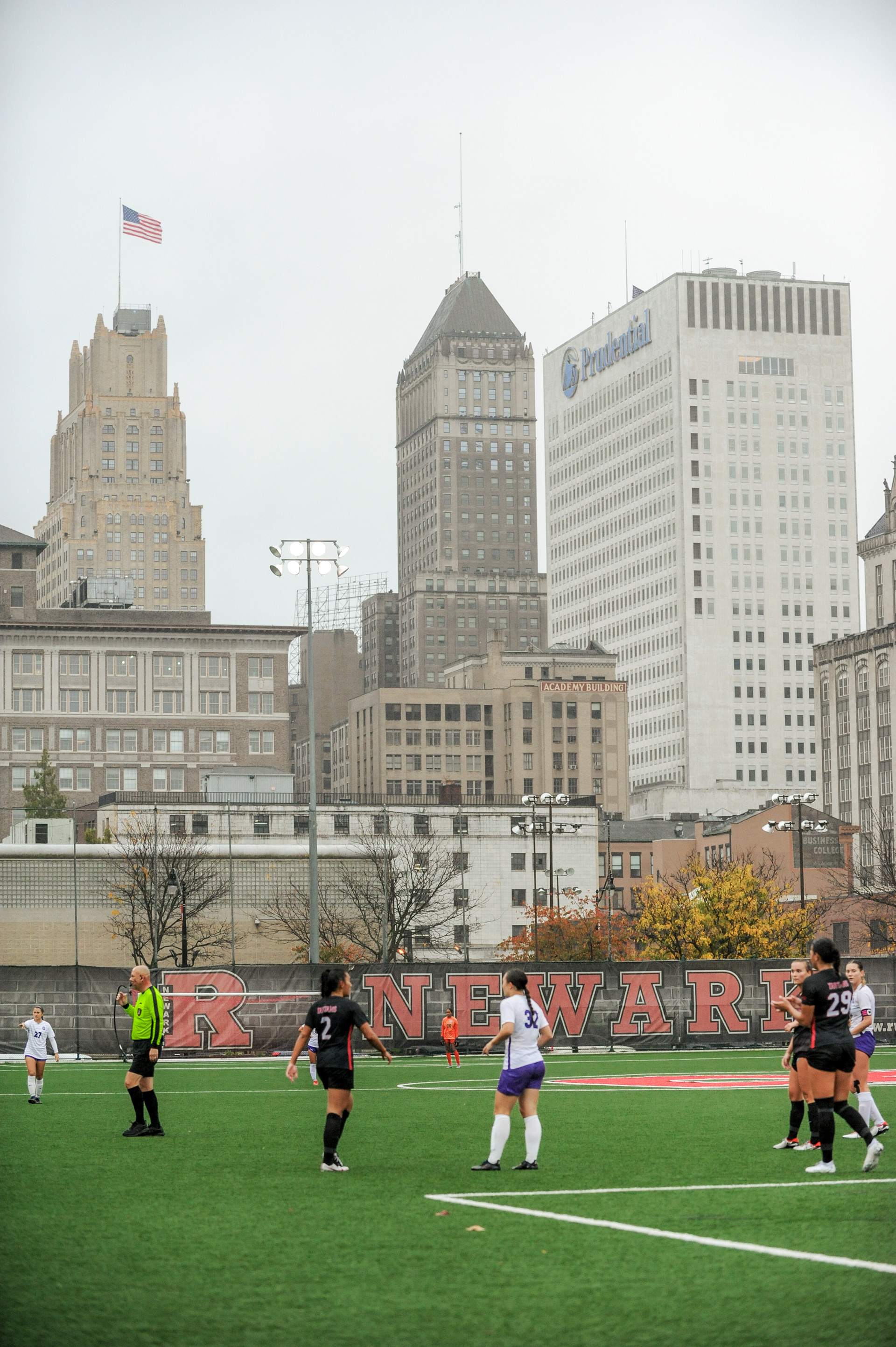 Newark, New Jersey Skyline at Rutgers University's Frederick Douglass Field