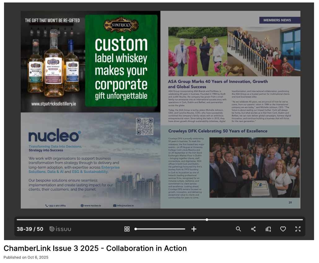 Ad in Cork Chambers Magazine