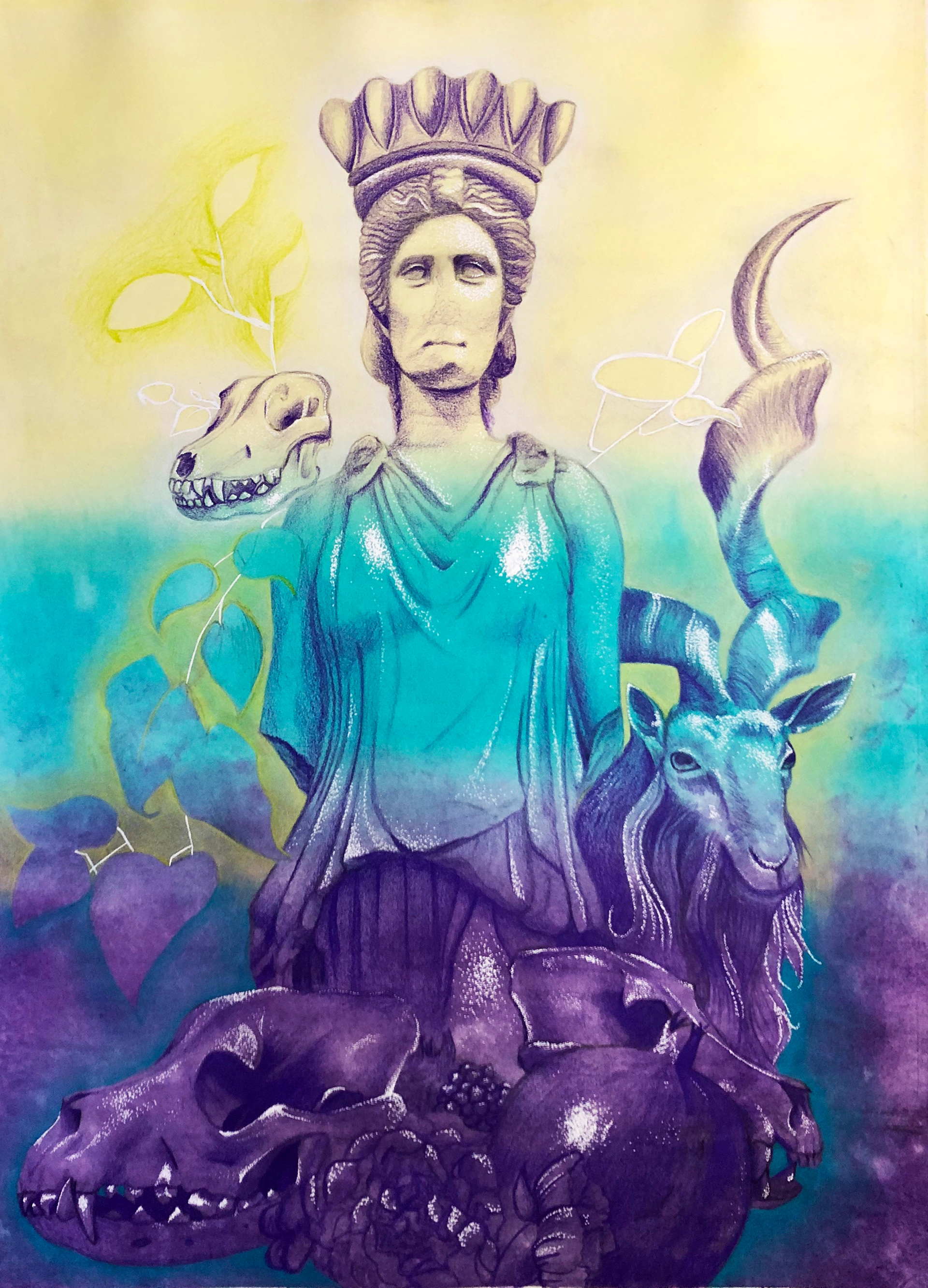 2020, Colored Pencil on Watercolor Paper