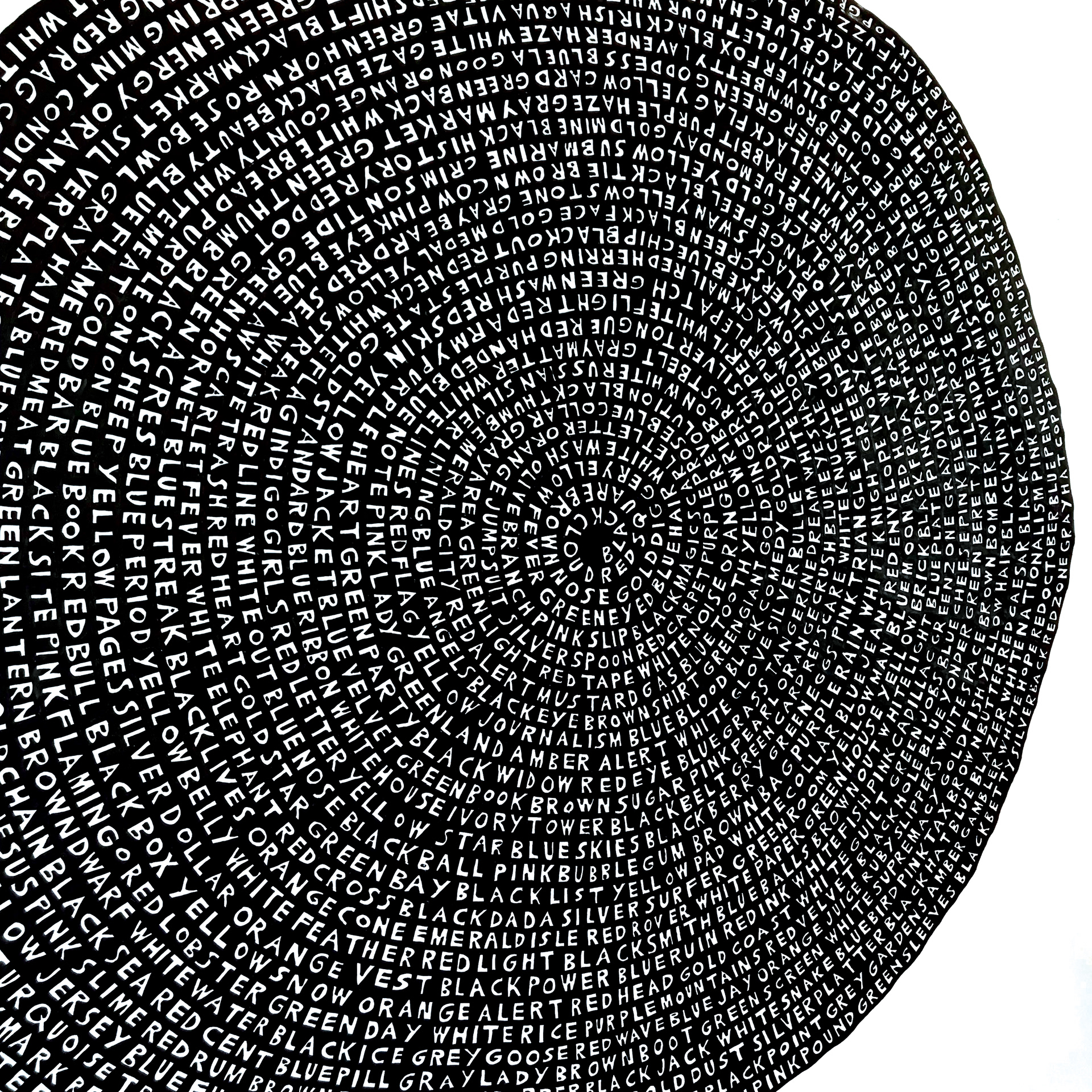 Idiomatic Color Wheel (detail), 60 x 60 in, vellum, 2024