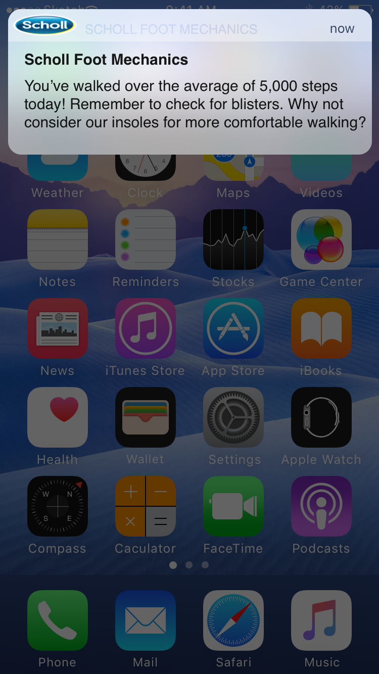 Notification mock-up