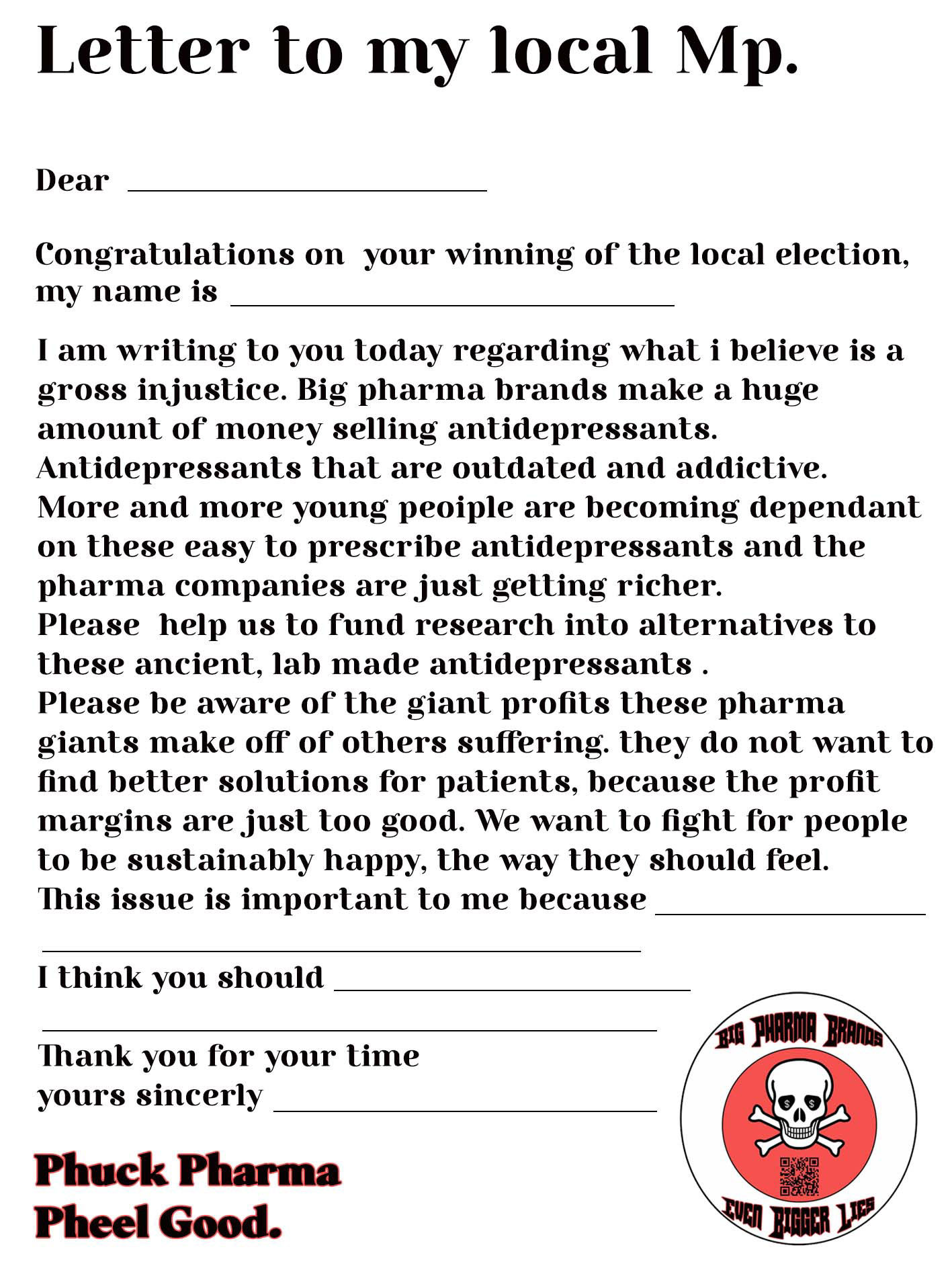 Letter template to the local MP