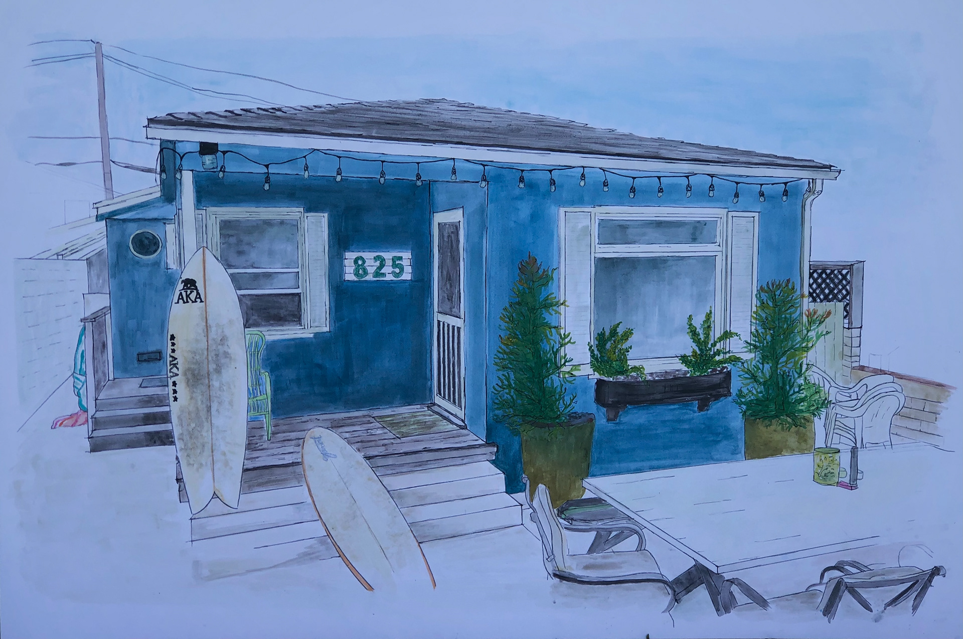 COMMISSIONED WATERCOLOR ON PAPER