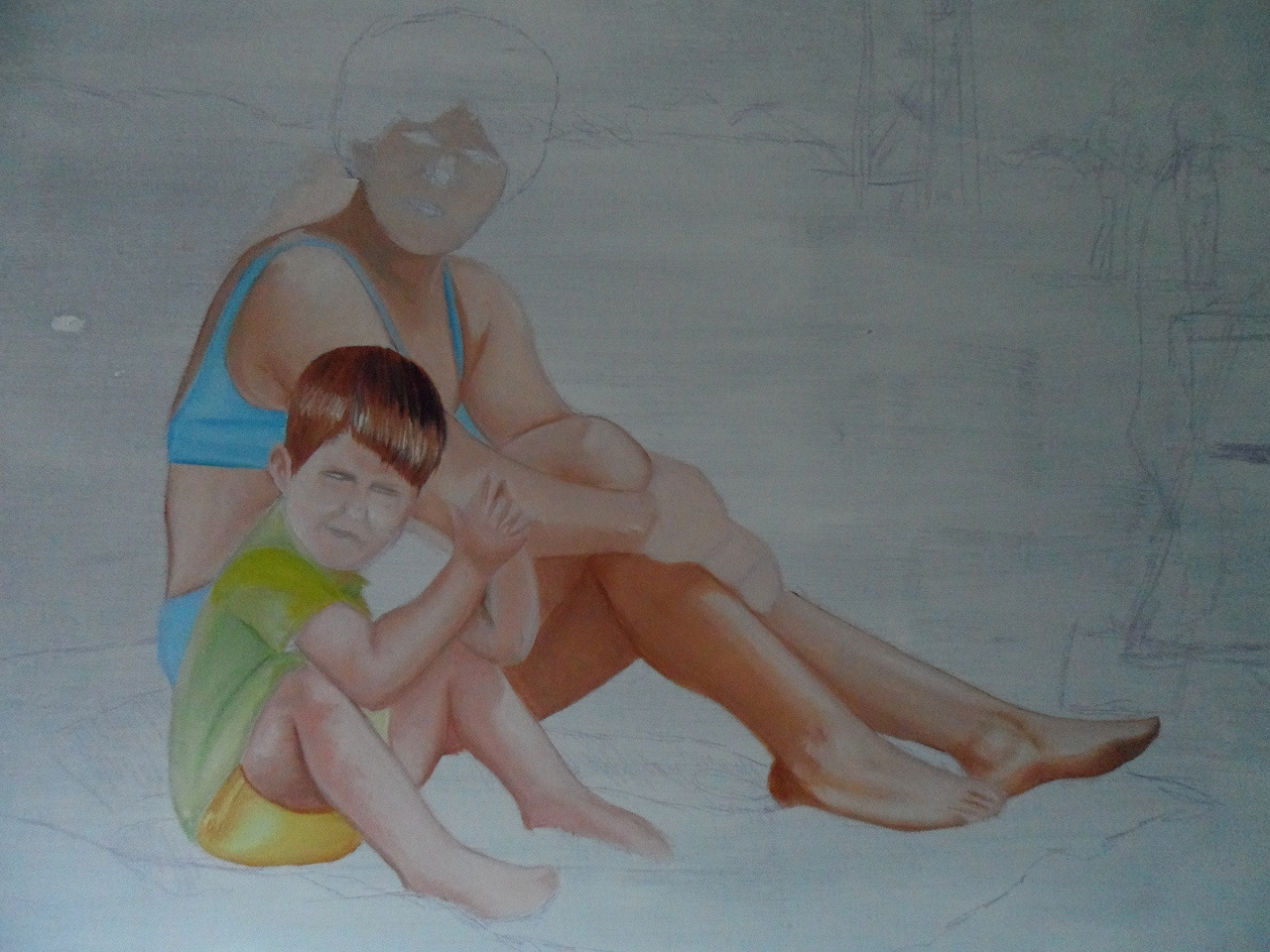 us on the beach (unfinished / 48x36 / oil)