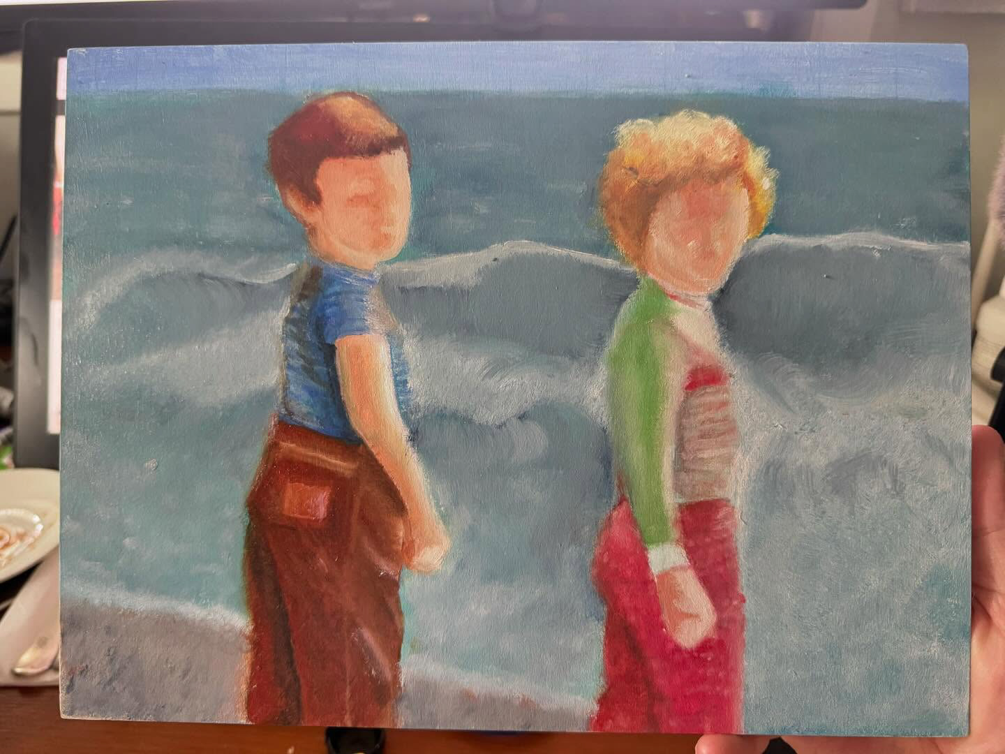 two more tiny people (oil)