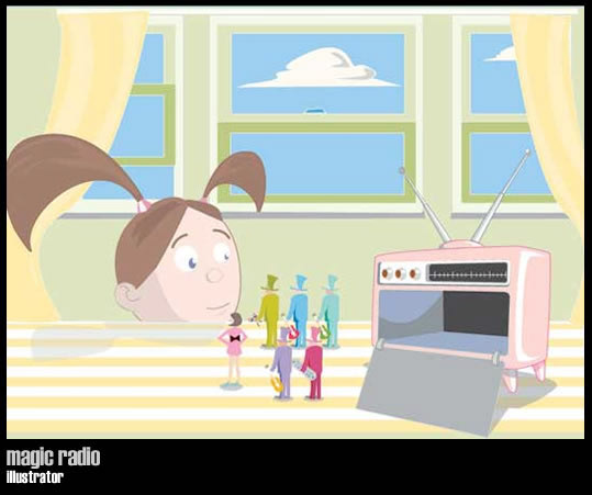 people in the radio (vector)