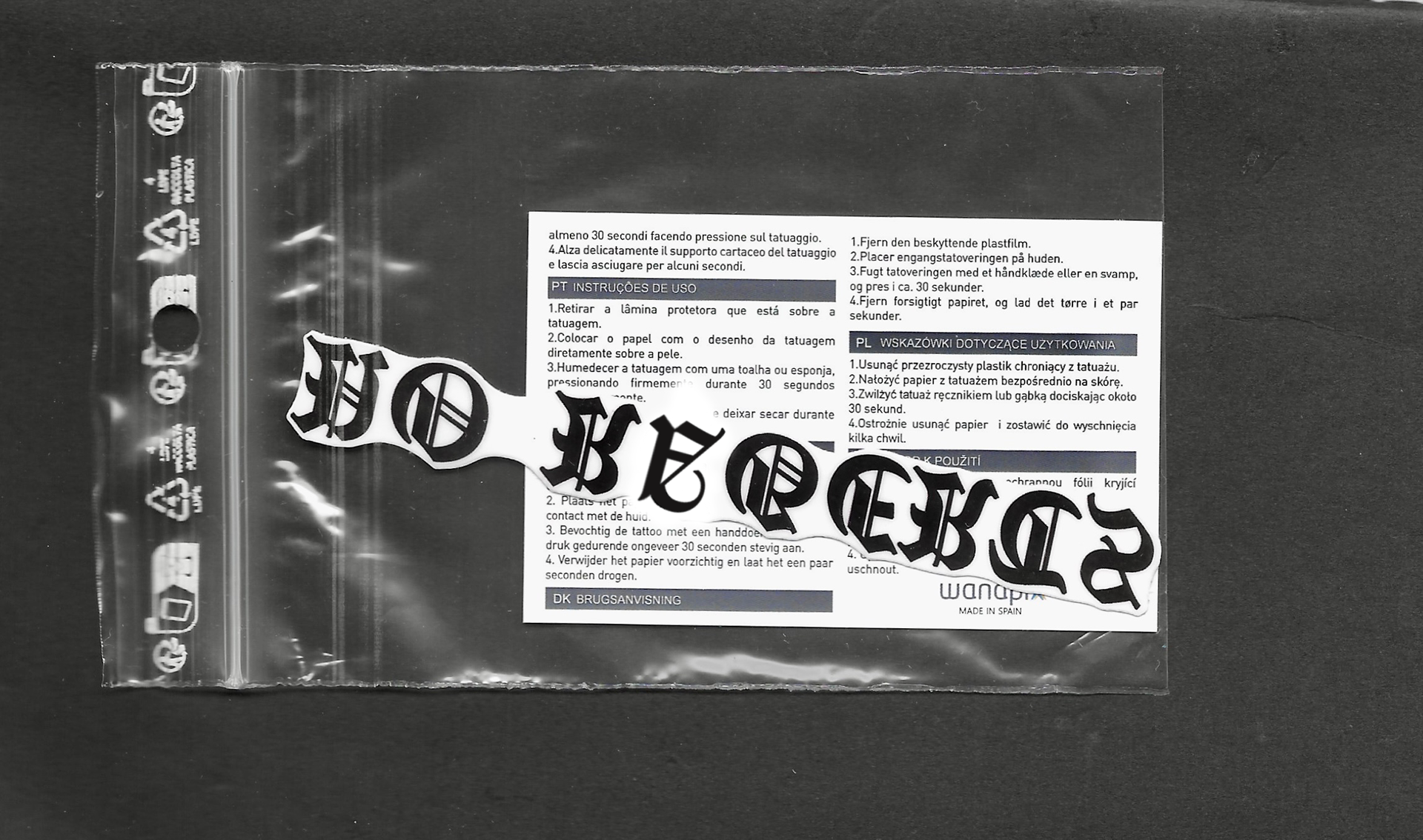 STICK-ON TATTOO – NO RAGRETS