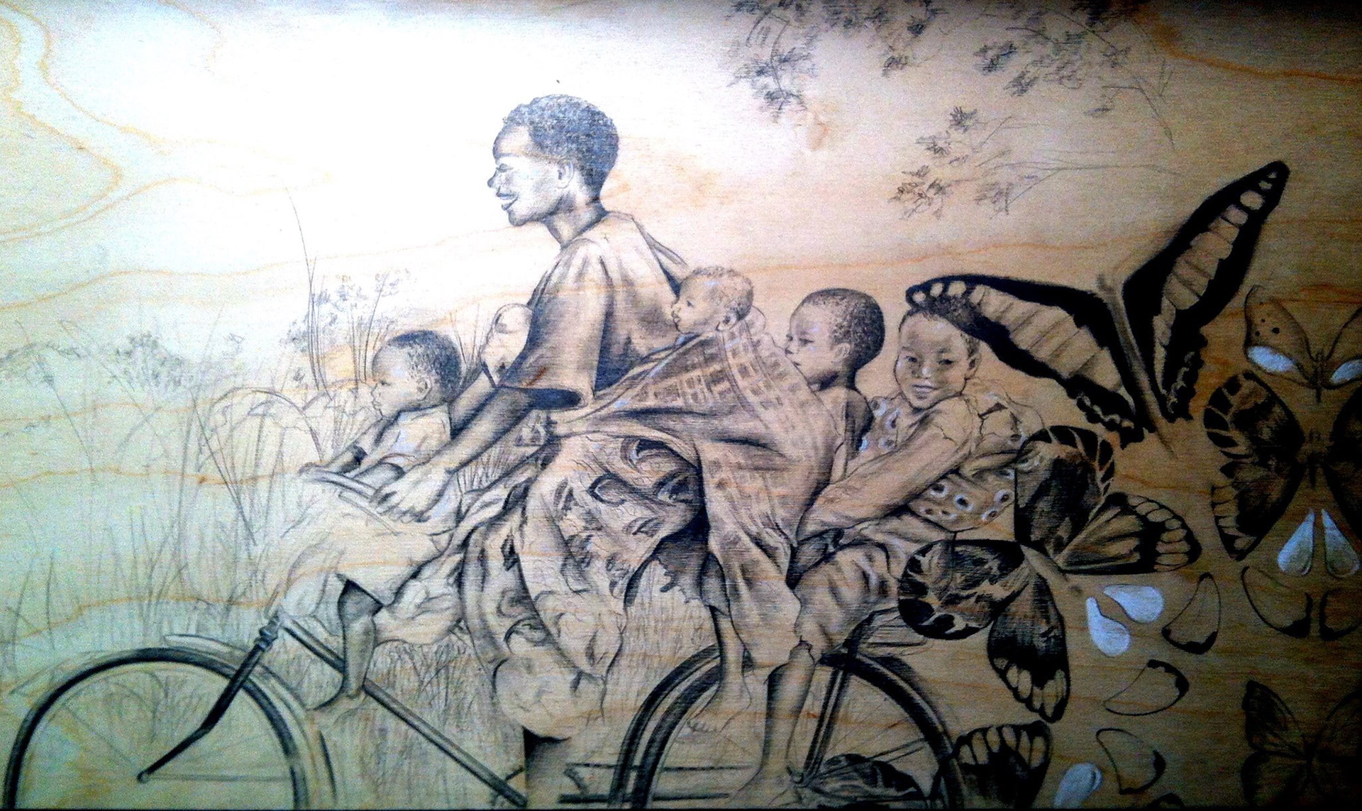 "Making Do"  Pencil and pen on wood