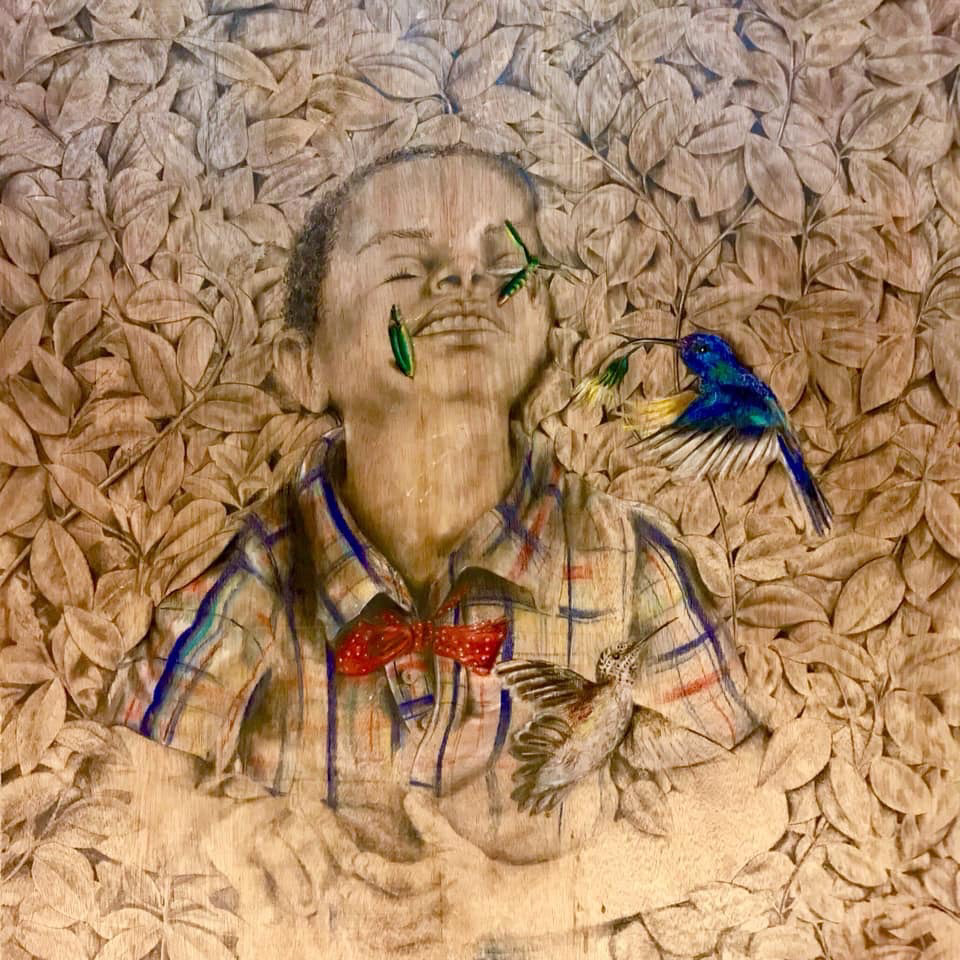 "Sow Me in the Spring" Pencil on wood