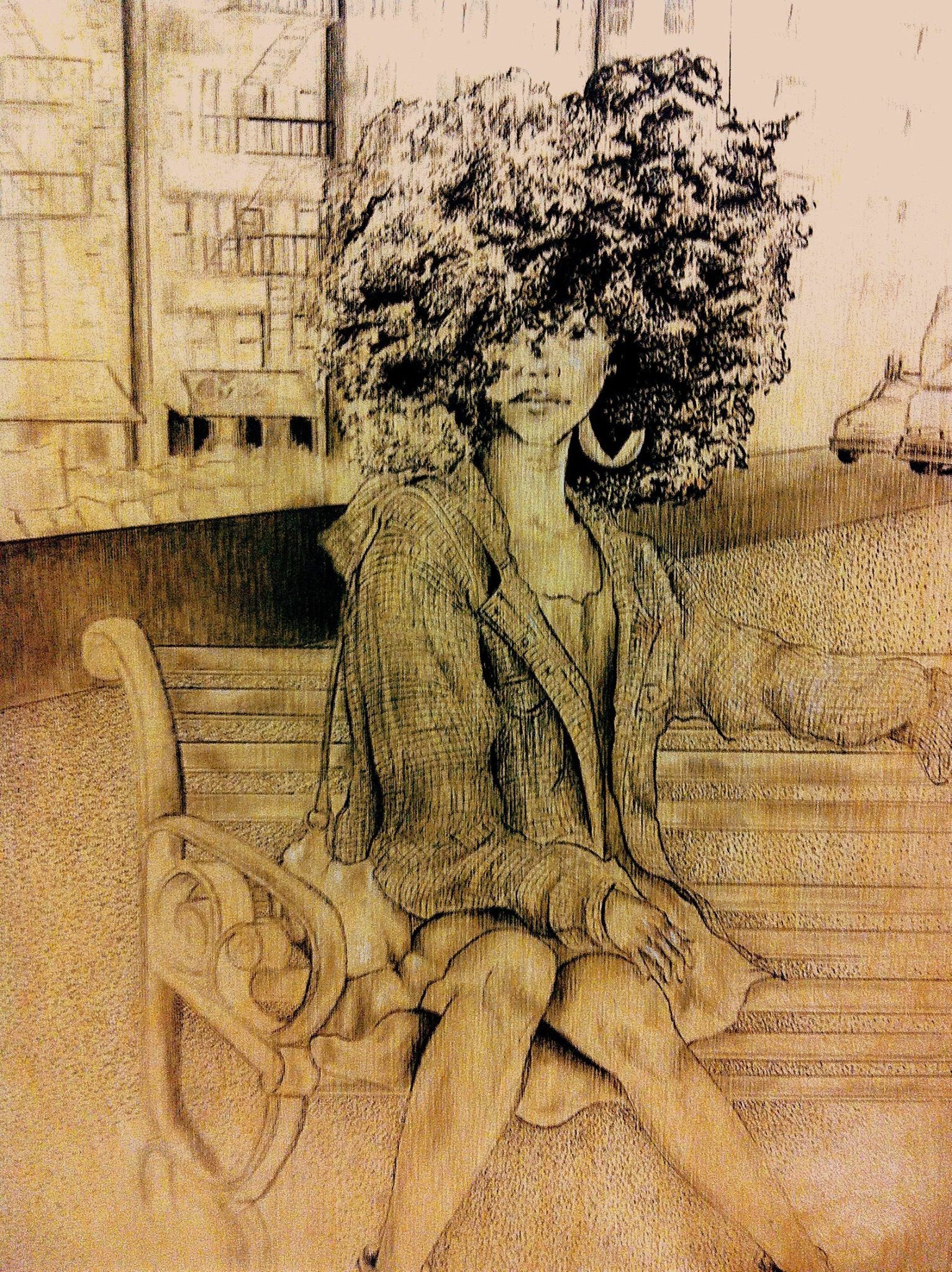 "Don't Tell Me to Relax"  Pen and pencil on wood