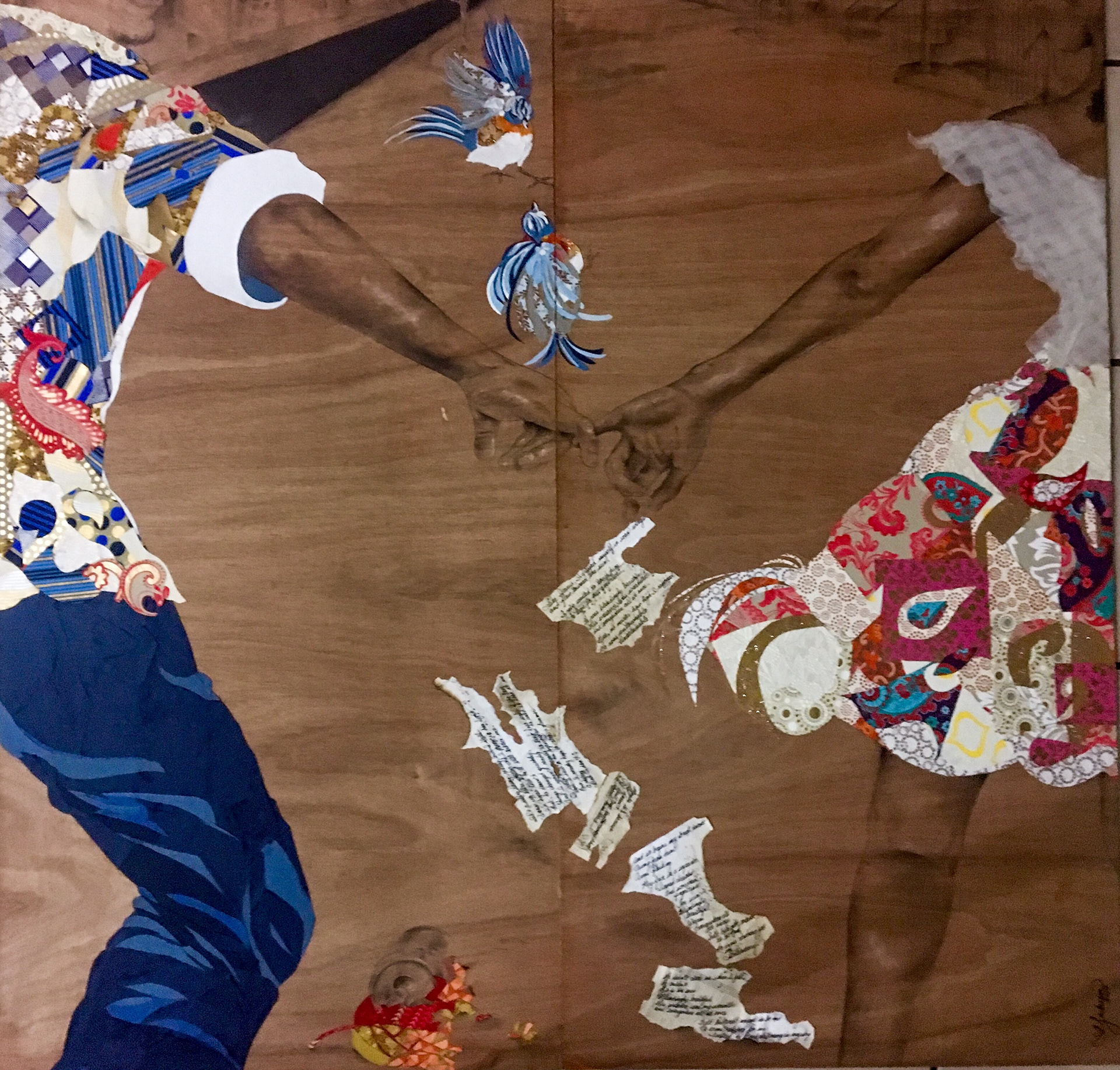 "'He Didn't Catch Me When I Fell" Collage on Wood