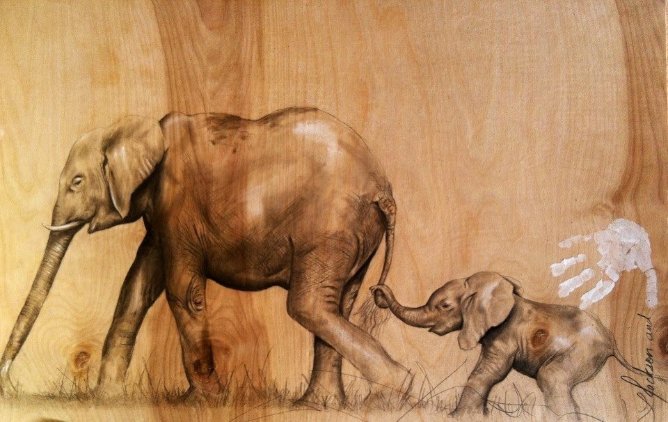 "If You Lead, I Will Follow"  Pencil on wood