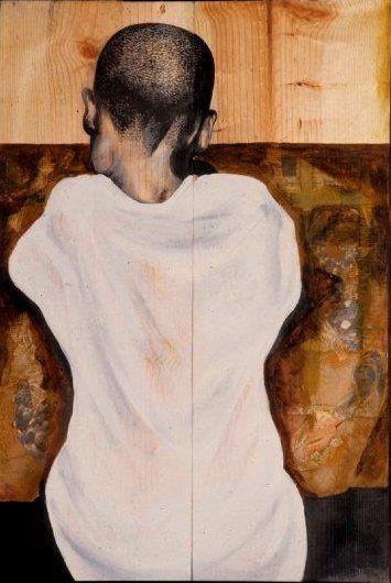 "We Don't Always Make the Bed We Lie In"  Collage on wood