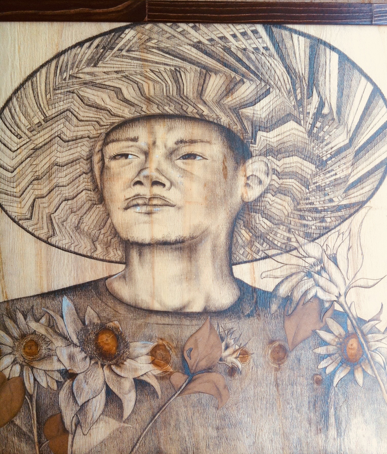 "My Father's Shadow (Flowers Gravitate Toward the Son"  Mixed Media on wood