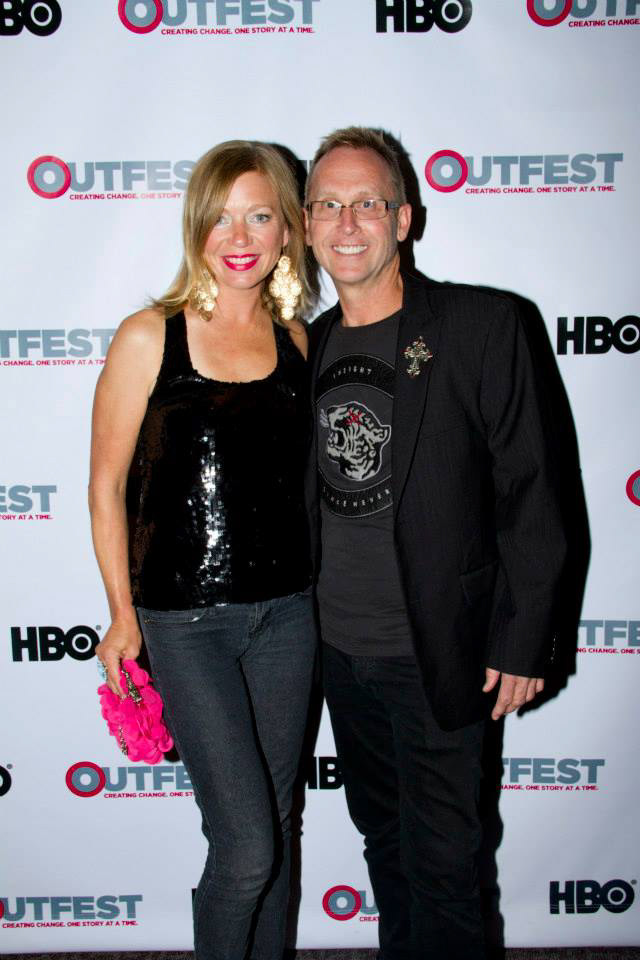Rachel Sorsa and Del Shores on the red carpet, SOUTHERN BAPTIST SISSIES world premiere at Outfest
