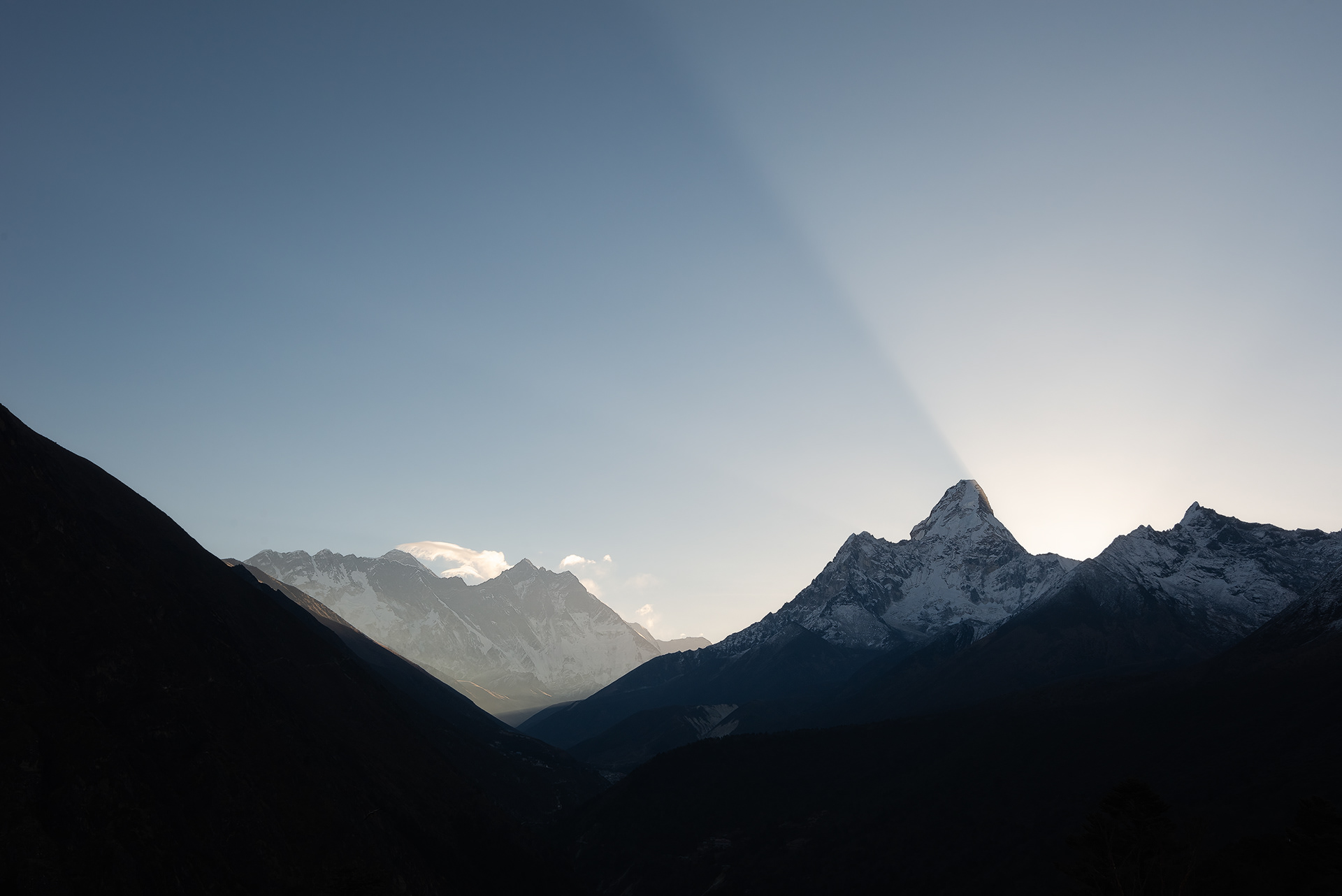Nuptse, Everest, Lhotse, Ama Dablam (left to right) 