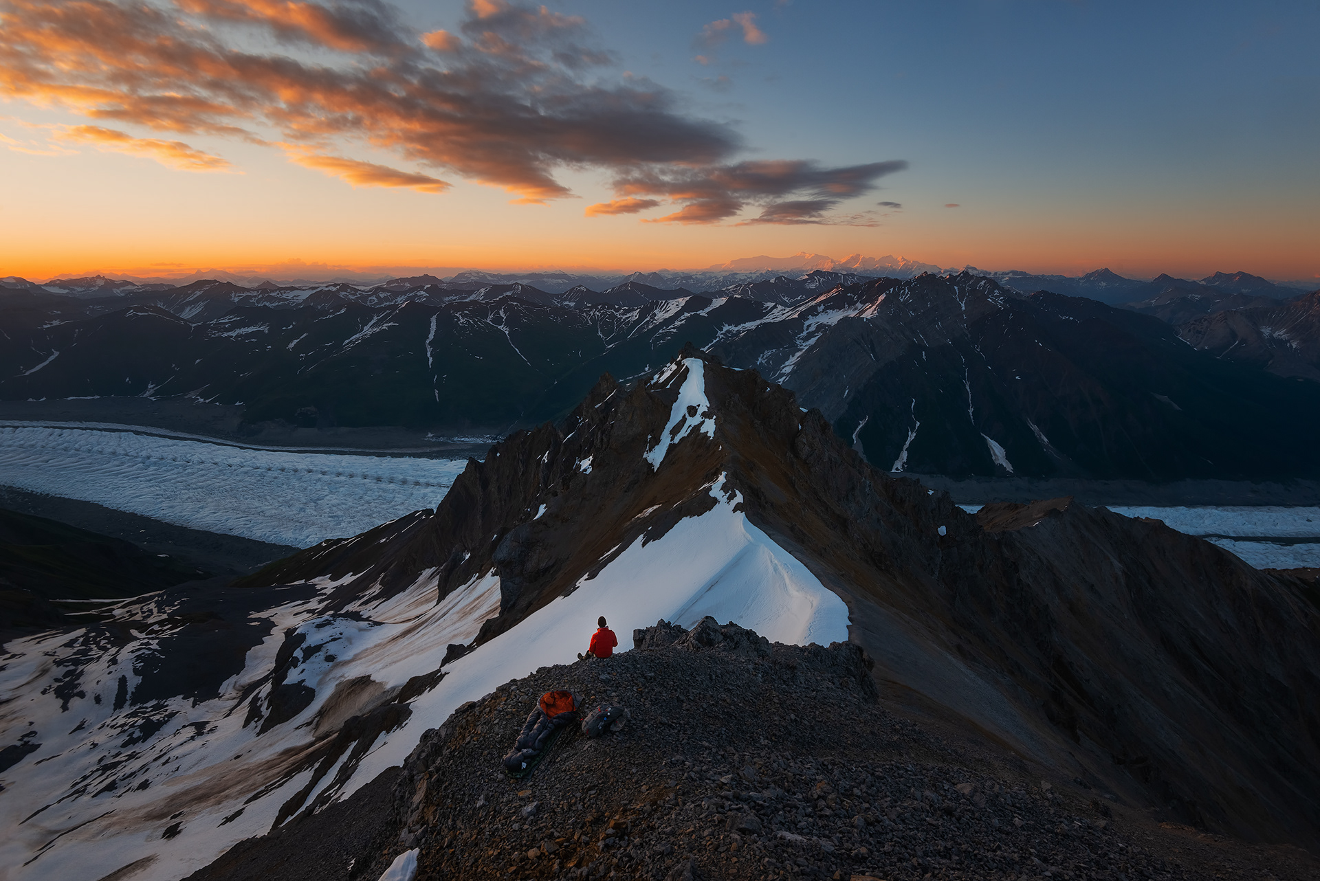 Donoho summit bivy, Mount Bona in distance