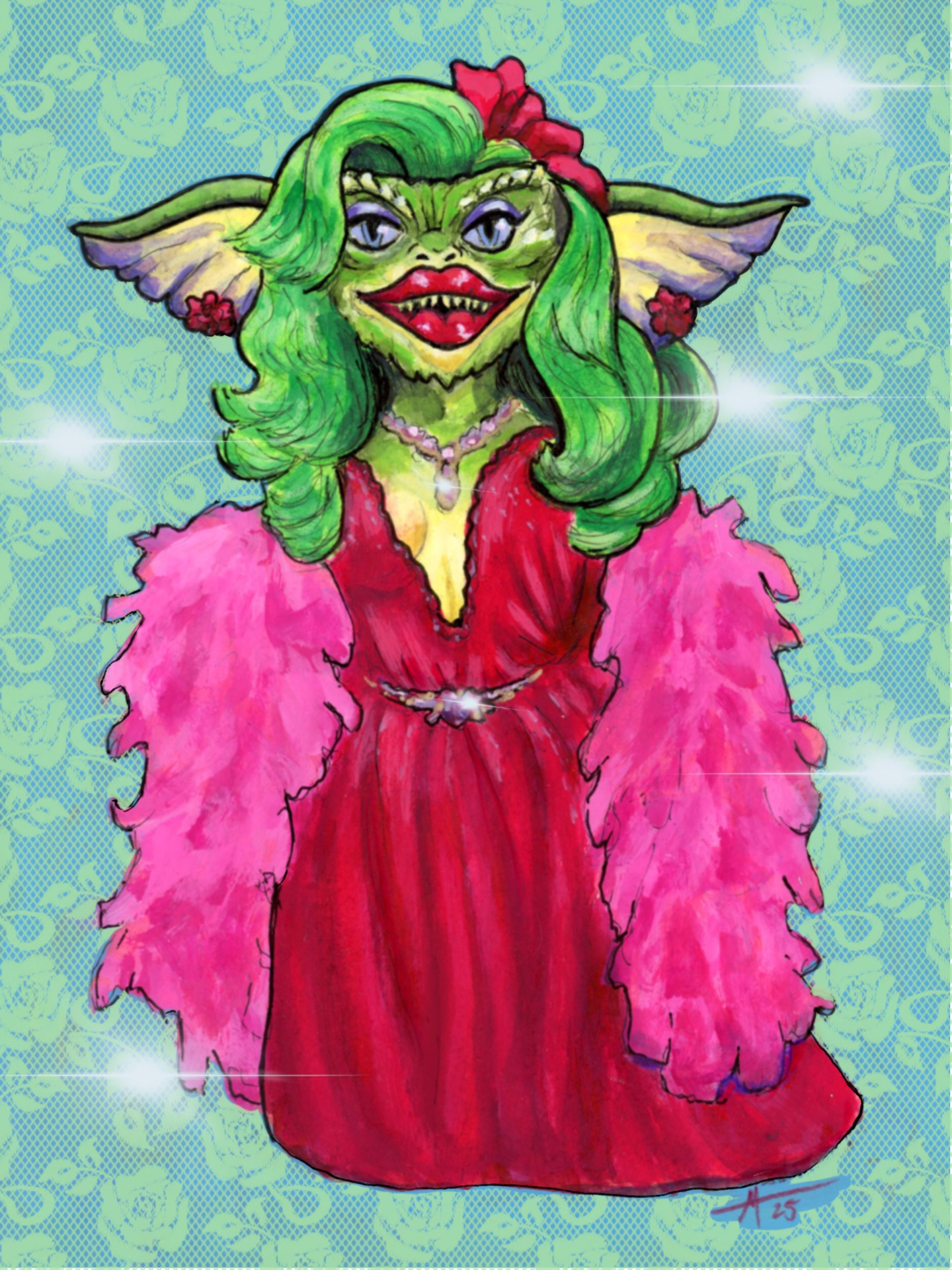 Greta Gremlin, 2026, acrylic gouache on paper