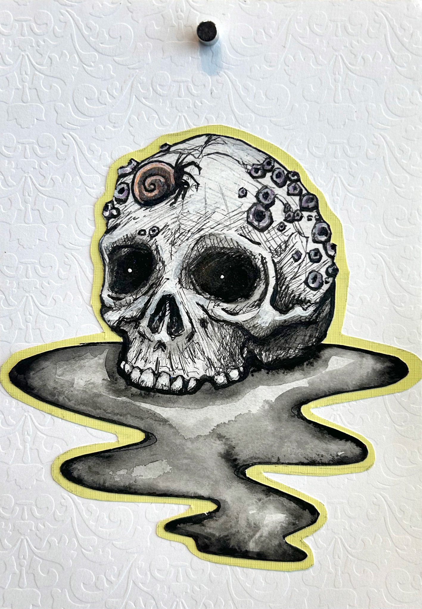 Watery Grave, 2024, ink and collage