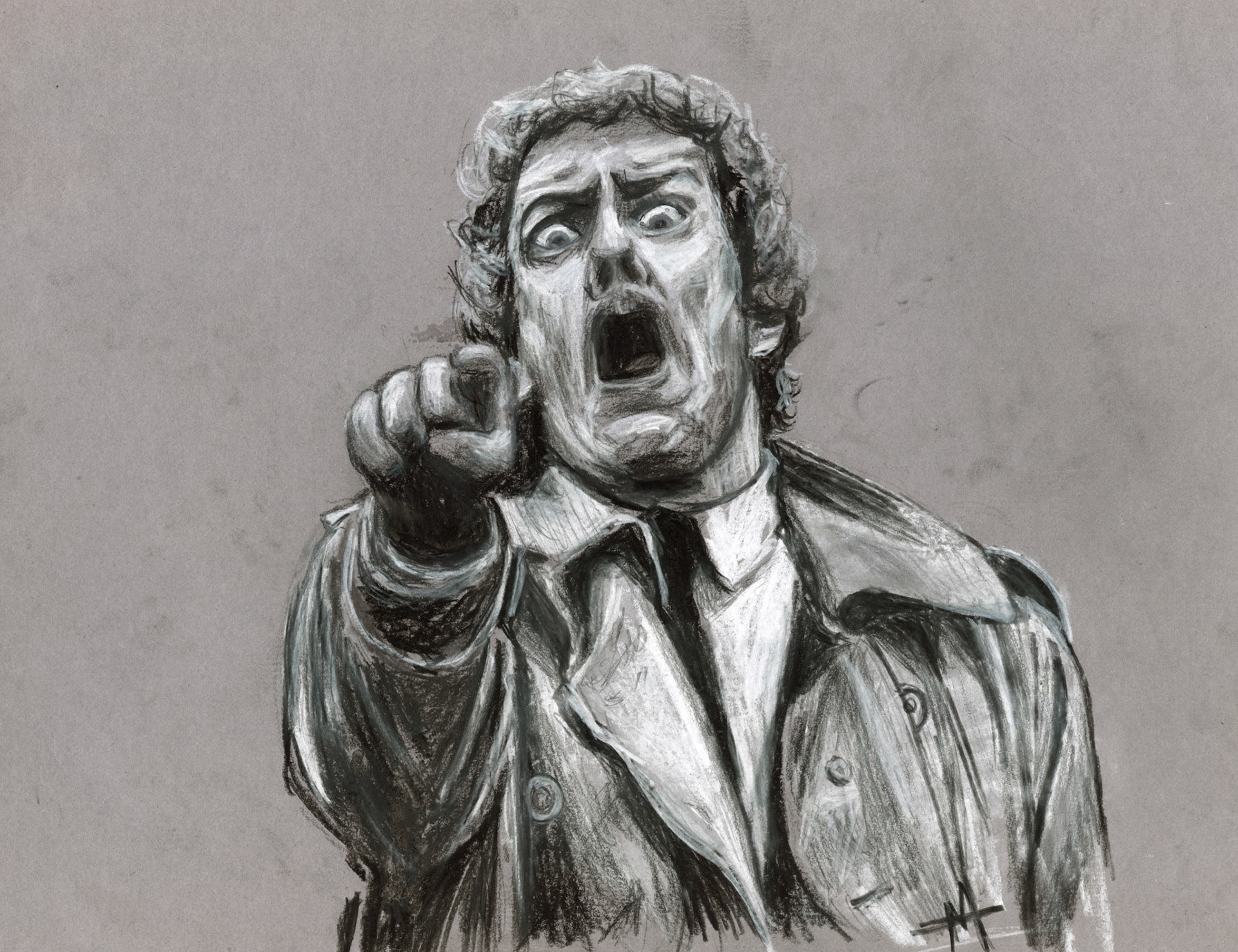 After 'Invasion of the Body Snatchers' (1978), 2023, charcoal on paper