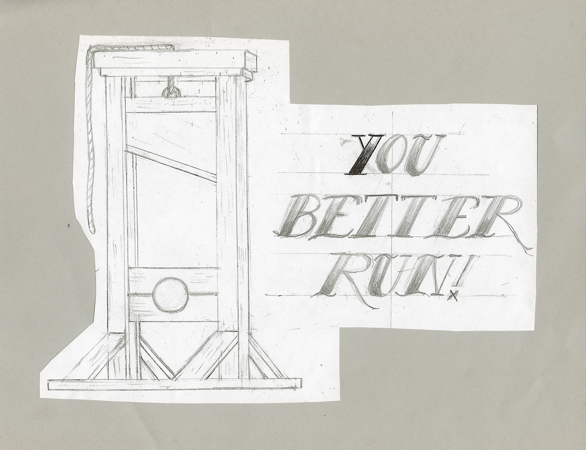 You Better Run (sketch), 2023, pencil on paper
