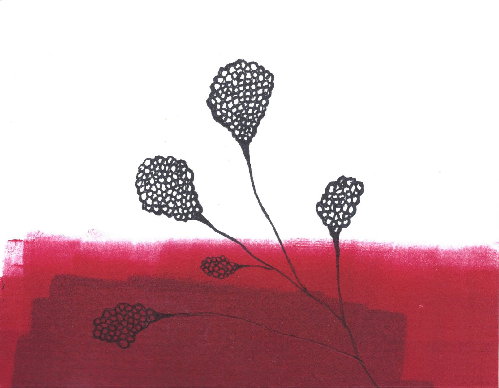 Now in 3D! III, 2019, monoprint and marker