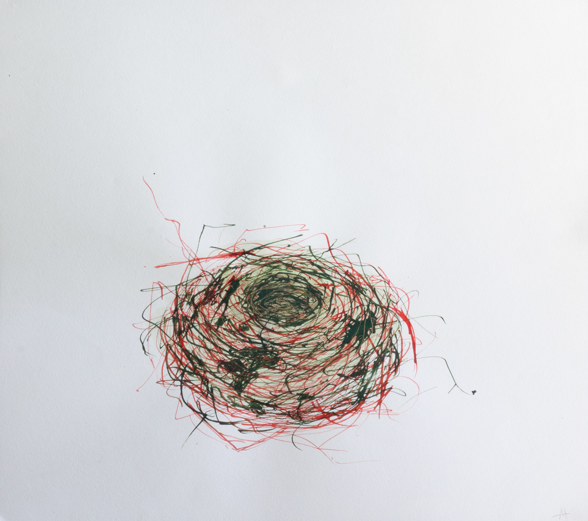 Nest, 2022, ink and watercolor on paper