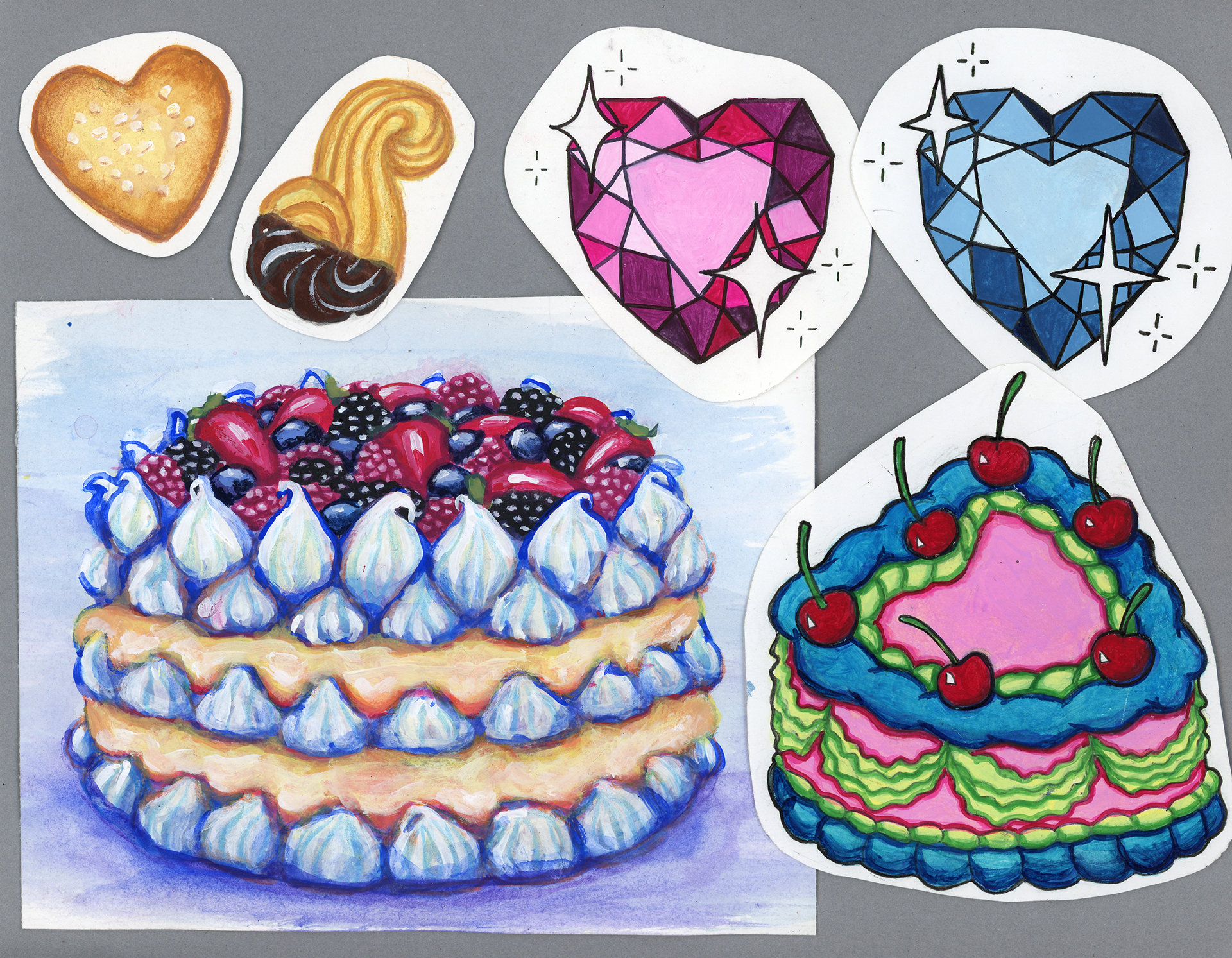 Sweet Things (Page Eight), acrylic gouache on paper, 2023-2024